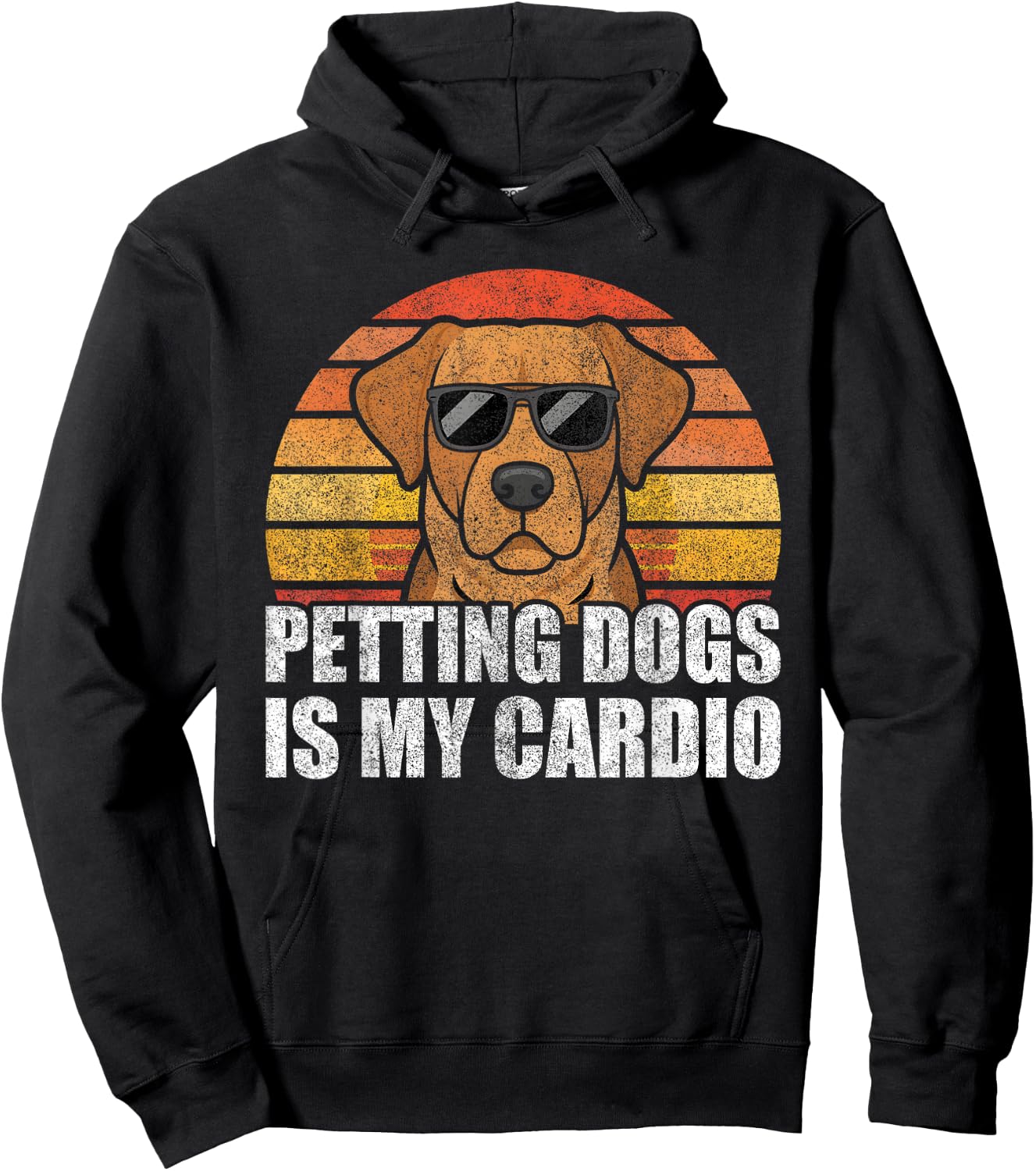 Retro Petting Dogs Is My Cardio Funny Dog Lover Dog Owner Hoodie - Hoodie | Black