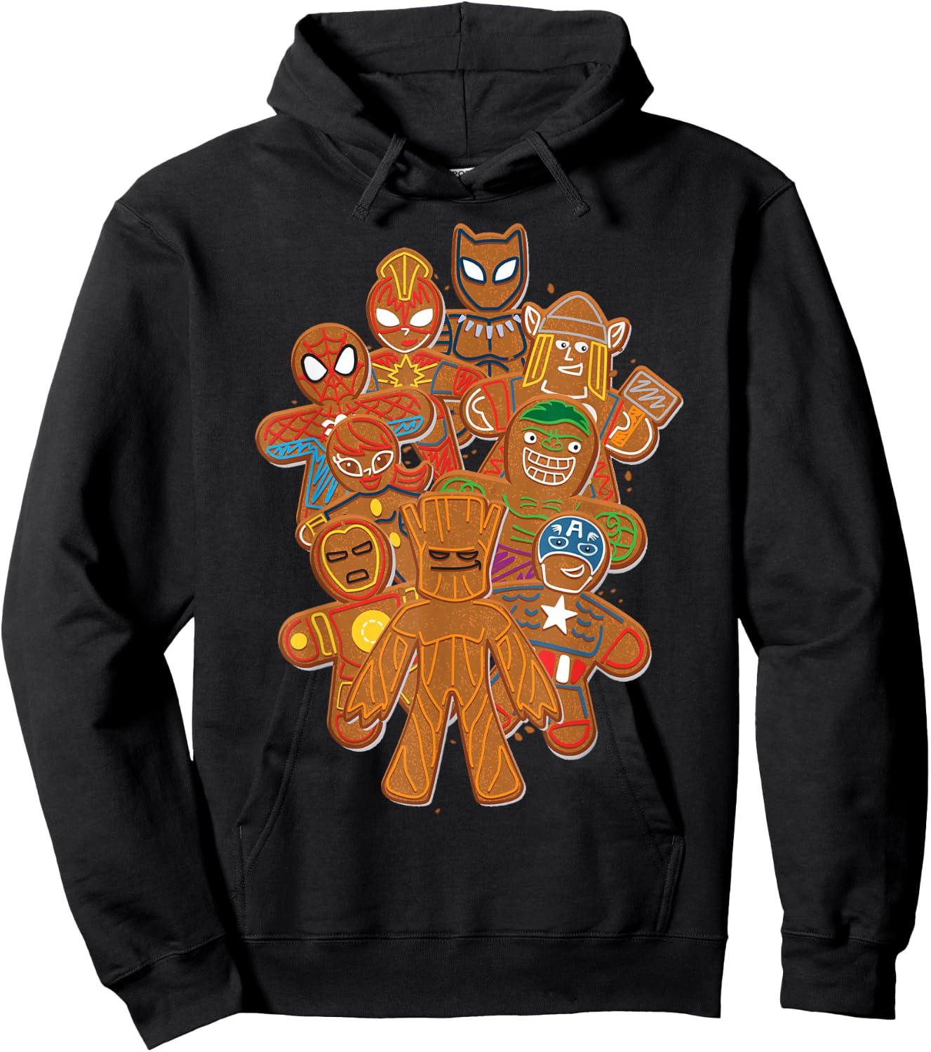 Marvel Avengers Gingerbread Cookie Cluster Hoodie - Hoodie | Black