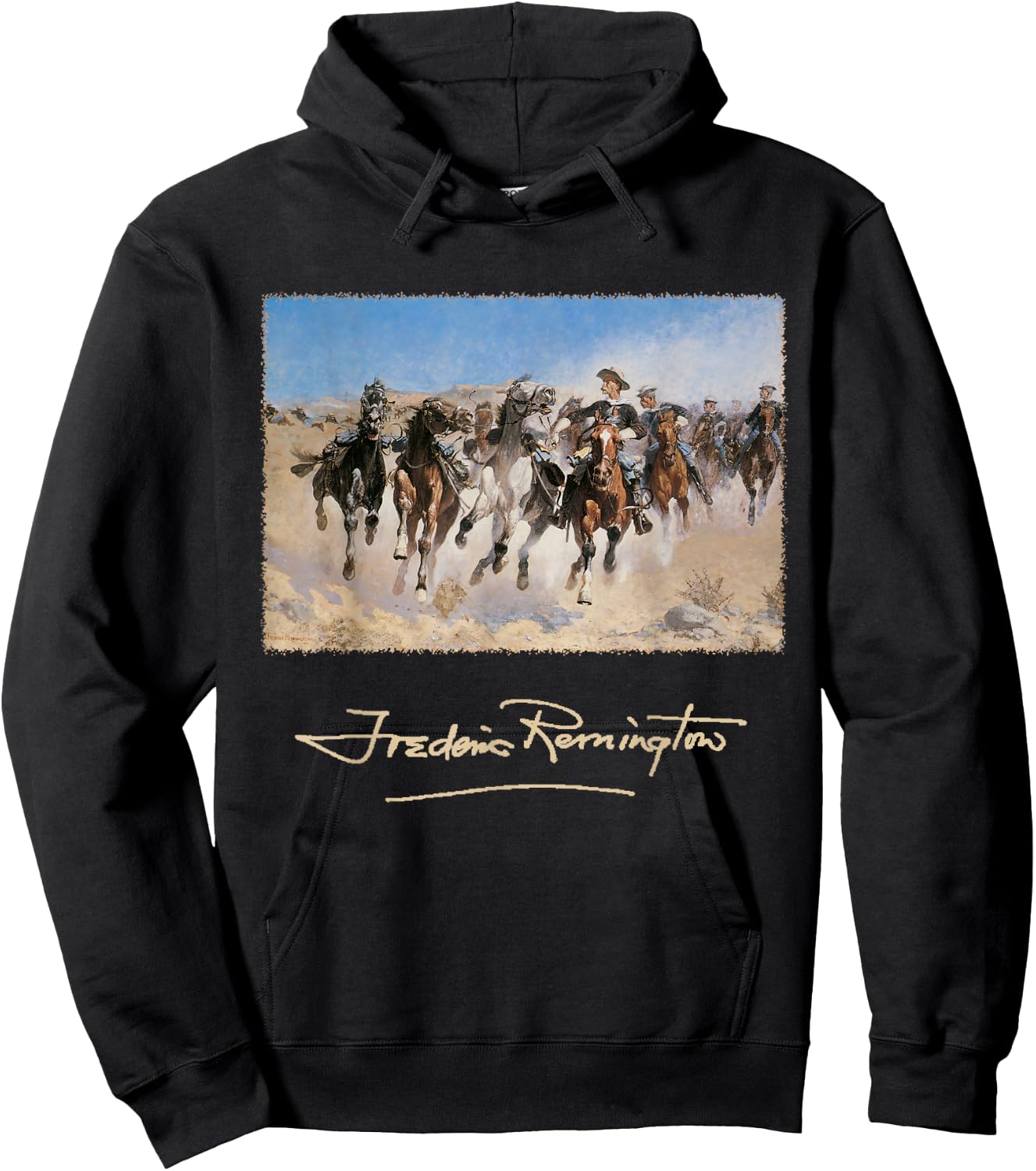 Western Cowboys on Horses by Frederic Remington Hoodie - Hoodie | Black