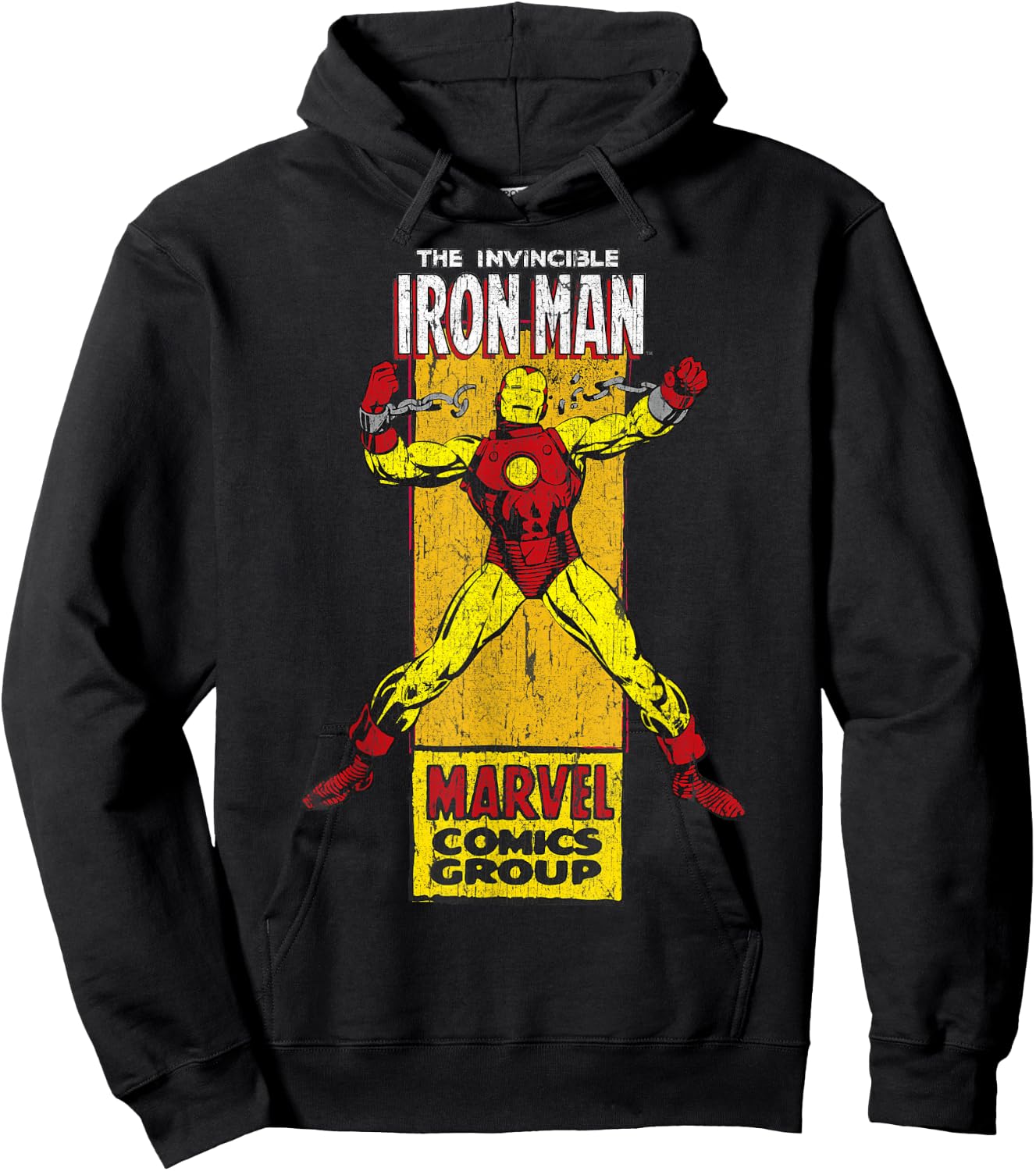 Marvel The Invincible Iron Man Retro Comic Side Panel Stamp Hoodie - Hoodie | Black