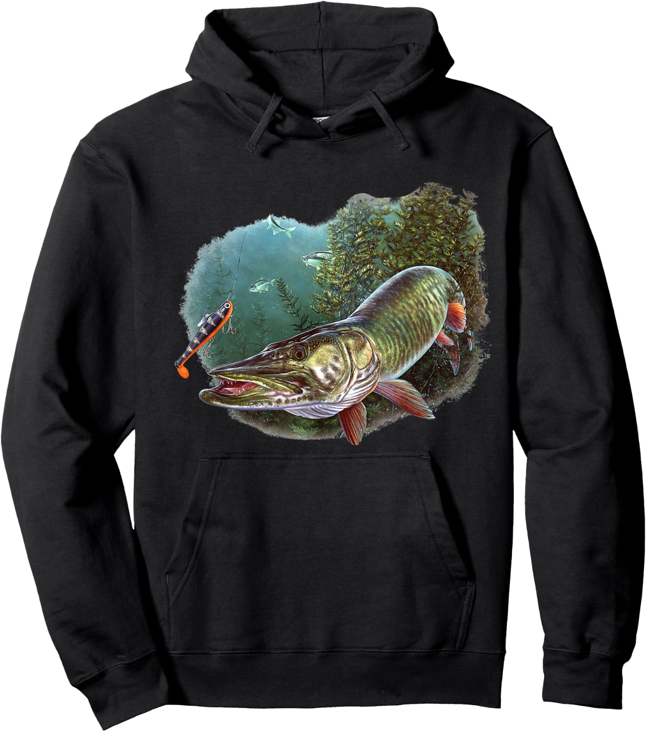 Muskie Hunter Musky Fisherman Fly Fishing Lure Novelty Hoodie - Hoodie | Black