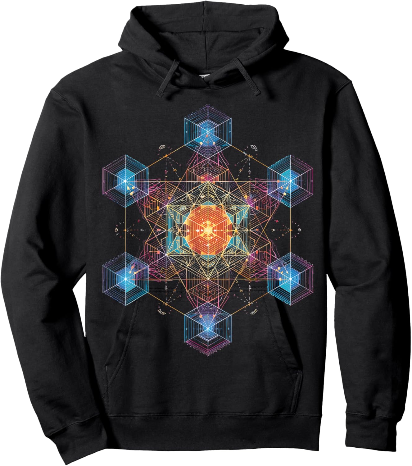 Metatron Cube Sacred Geometry Hoodie - Hoodie | Black