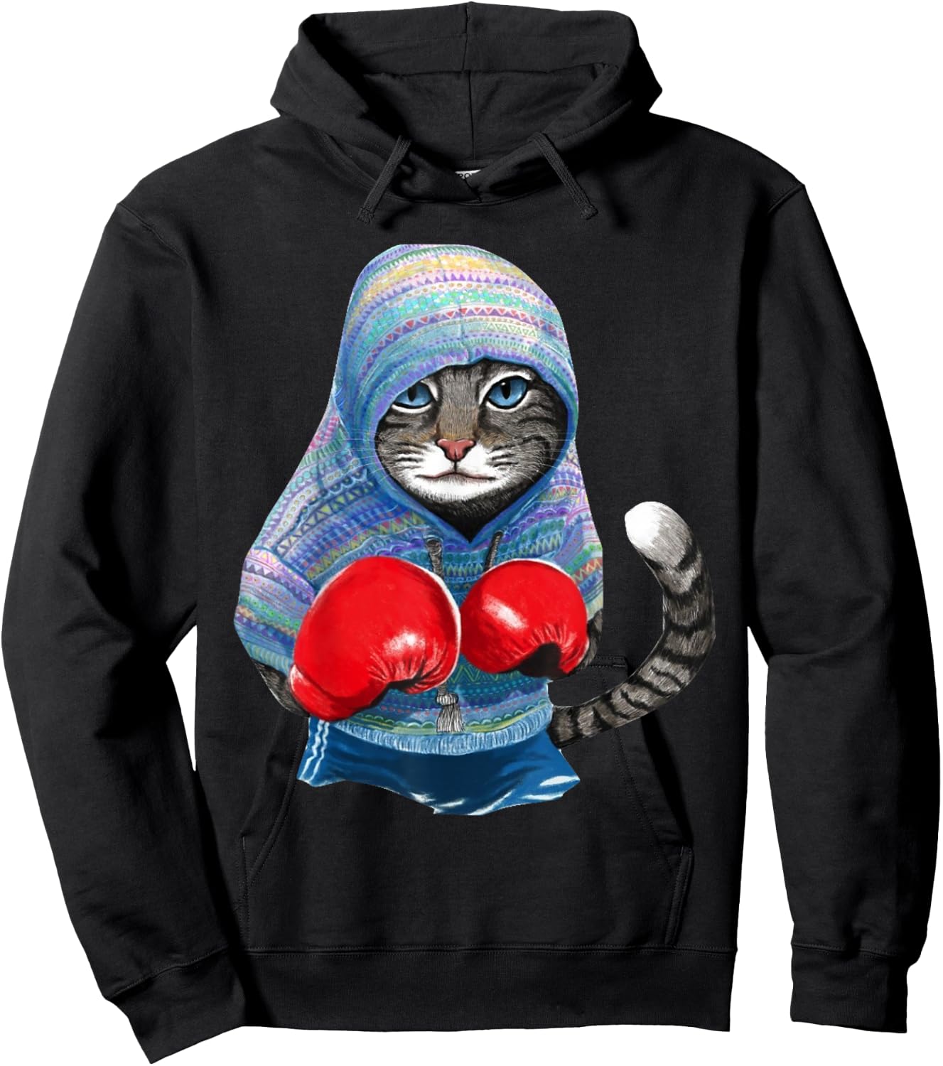 Cat In Boxing Suit Hoodie - Hoodie | Black