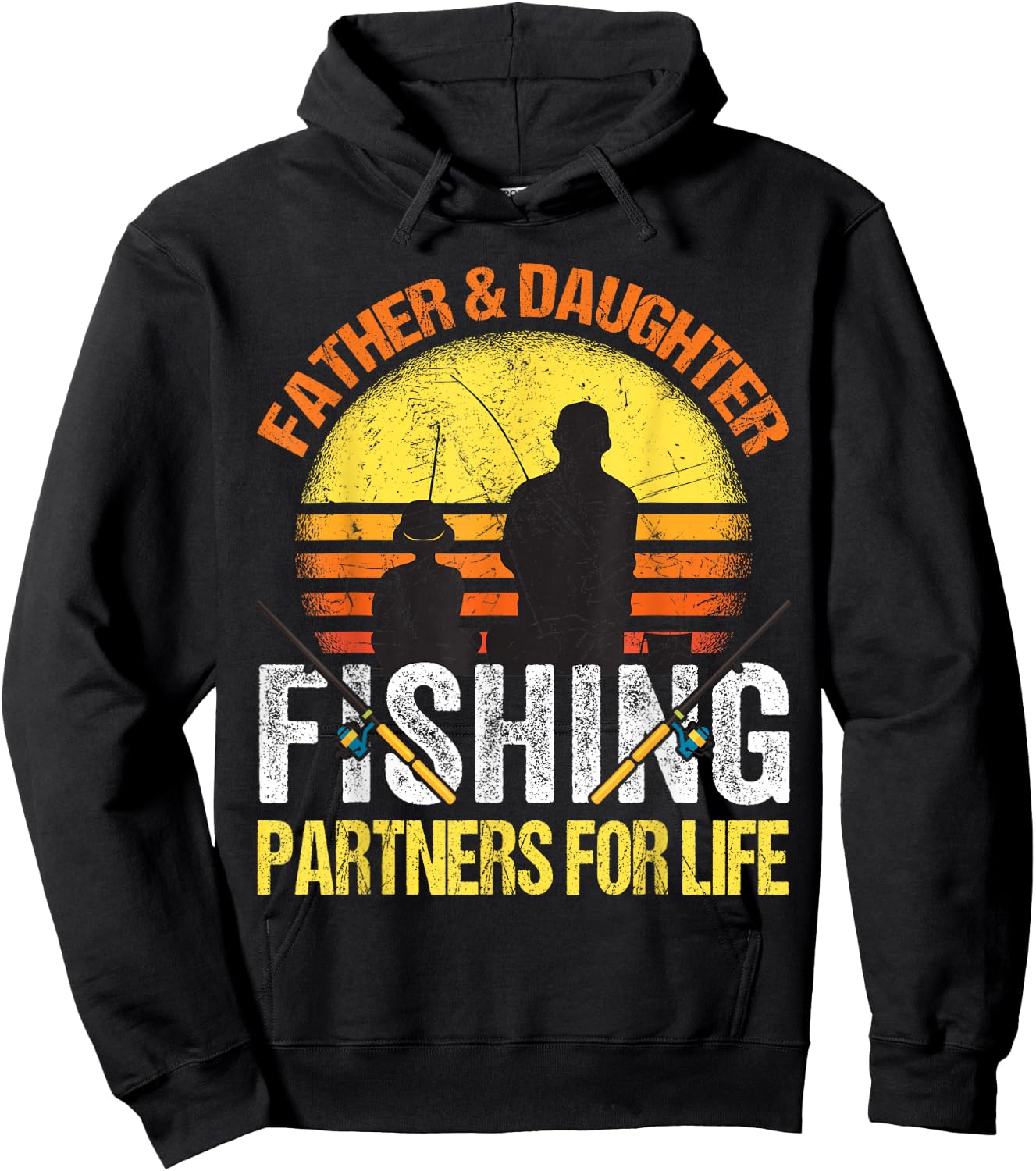 Fisherman Dad and Daughter Fishing Partners For Life Girls Hoodie - Hoodie | Black