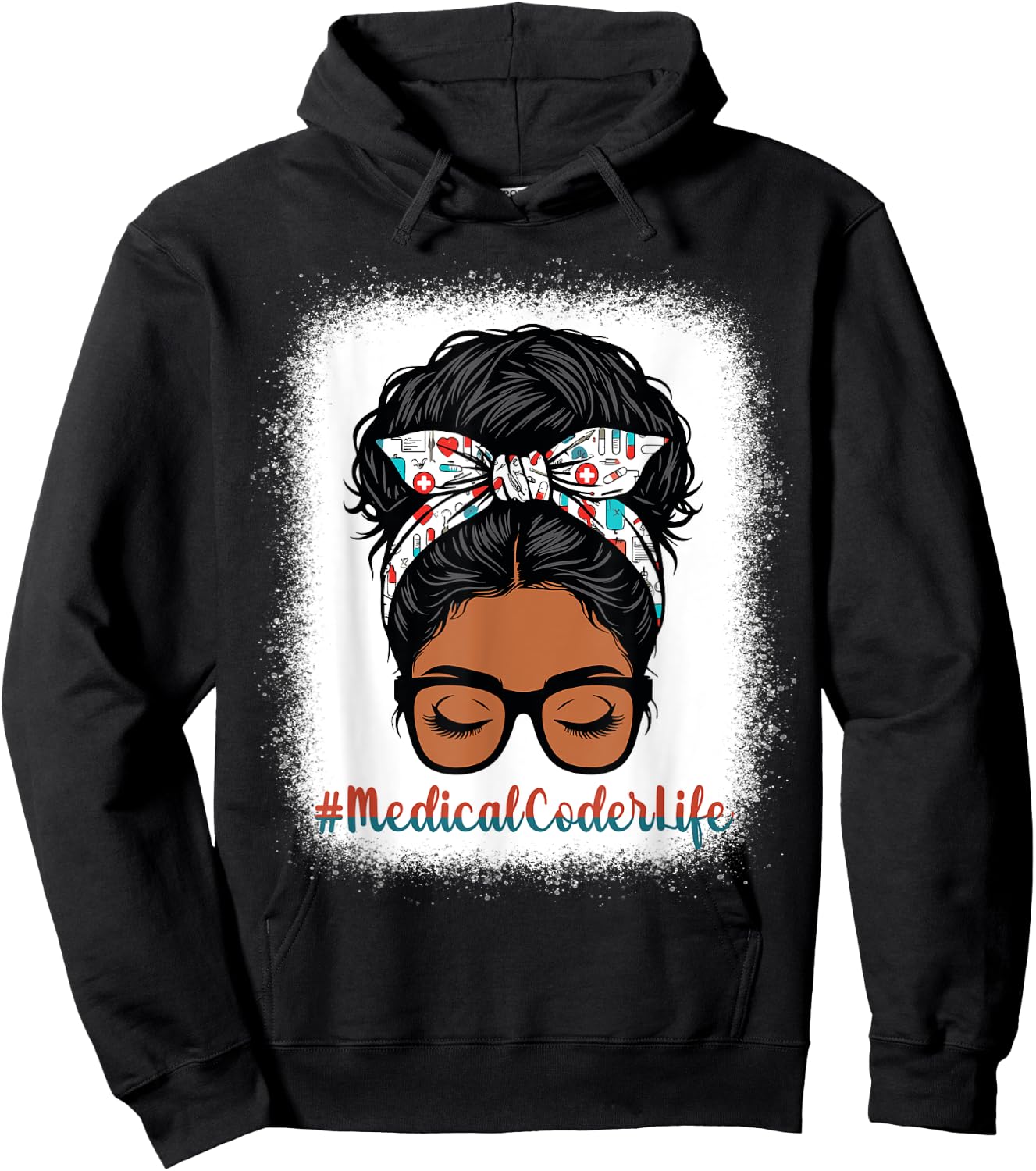 Medical Coder Messy Bun Black Women Medical Coder Life Girls Hoodie - Hoodie | Black