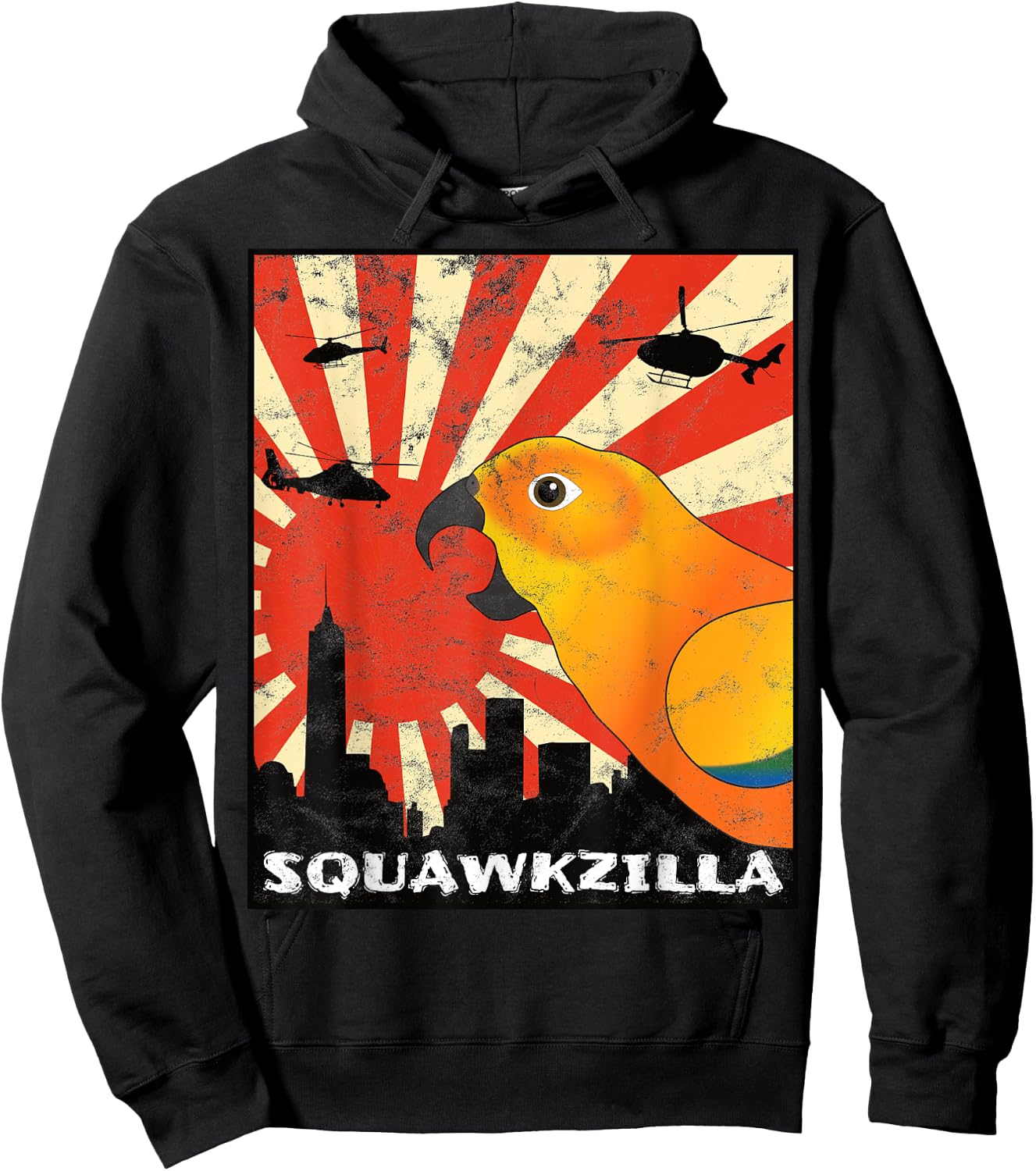 The Screaming Parrot Squawk Zilla Sun Conure Parrot Squawking Kawaii Hoodie - Hoodie | Black