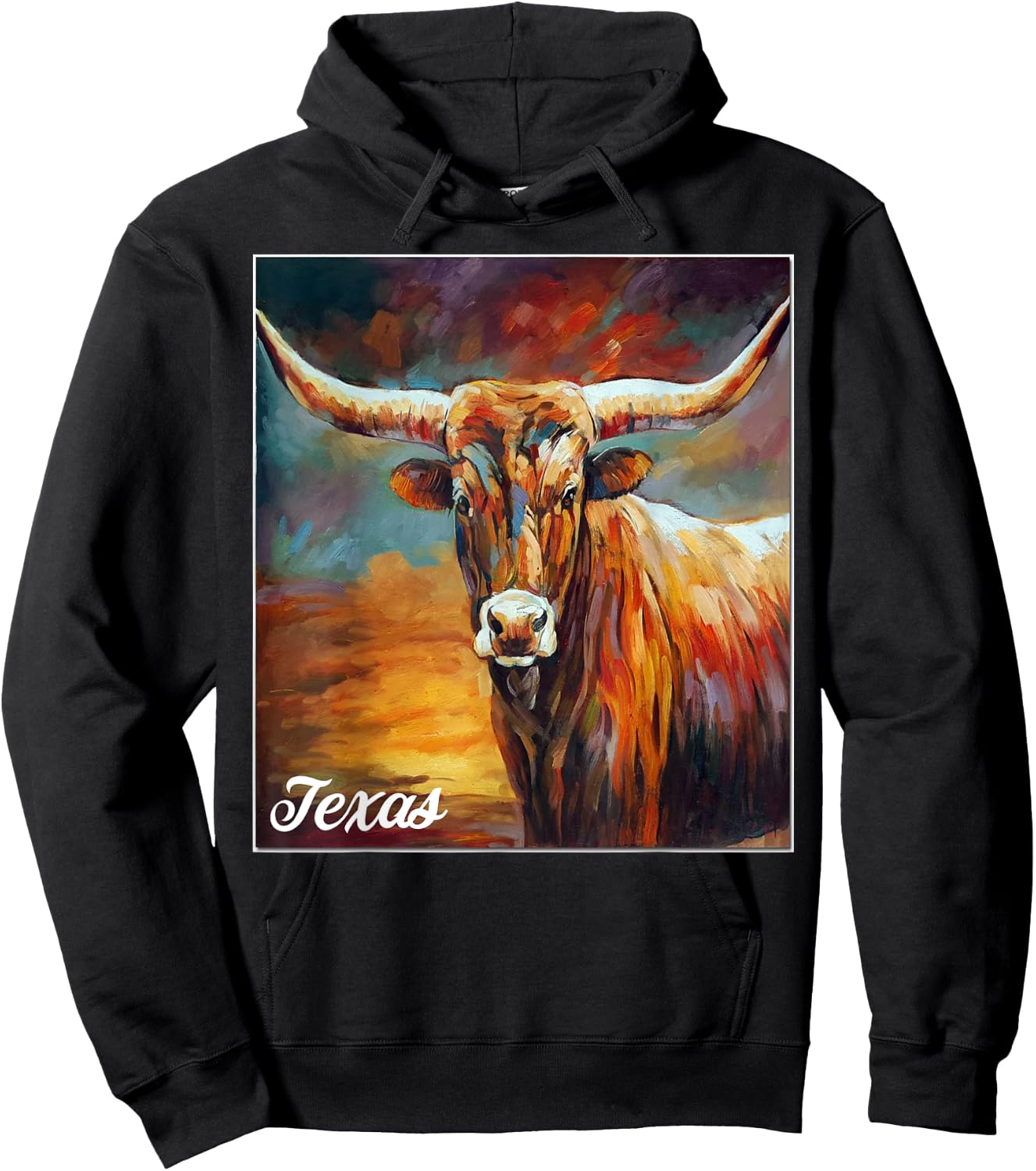 Longhorn Cow Shirts - Longhorn Cattle Gifts - Texas Cattle Hoodie - Hoodie | Black
