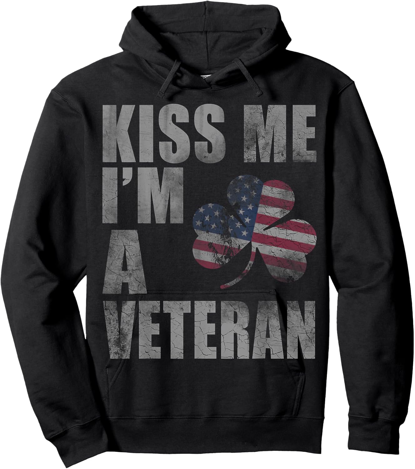 Kiss Me I'm A Veteran St Patricks Day Irish Patriotic USA Hoodie - Hoodie | Black