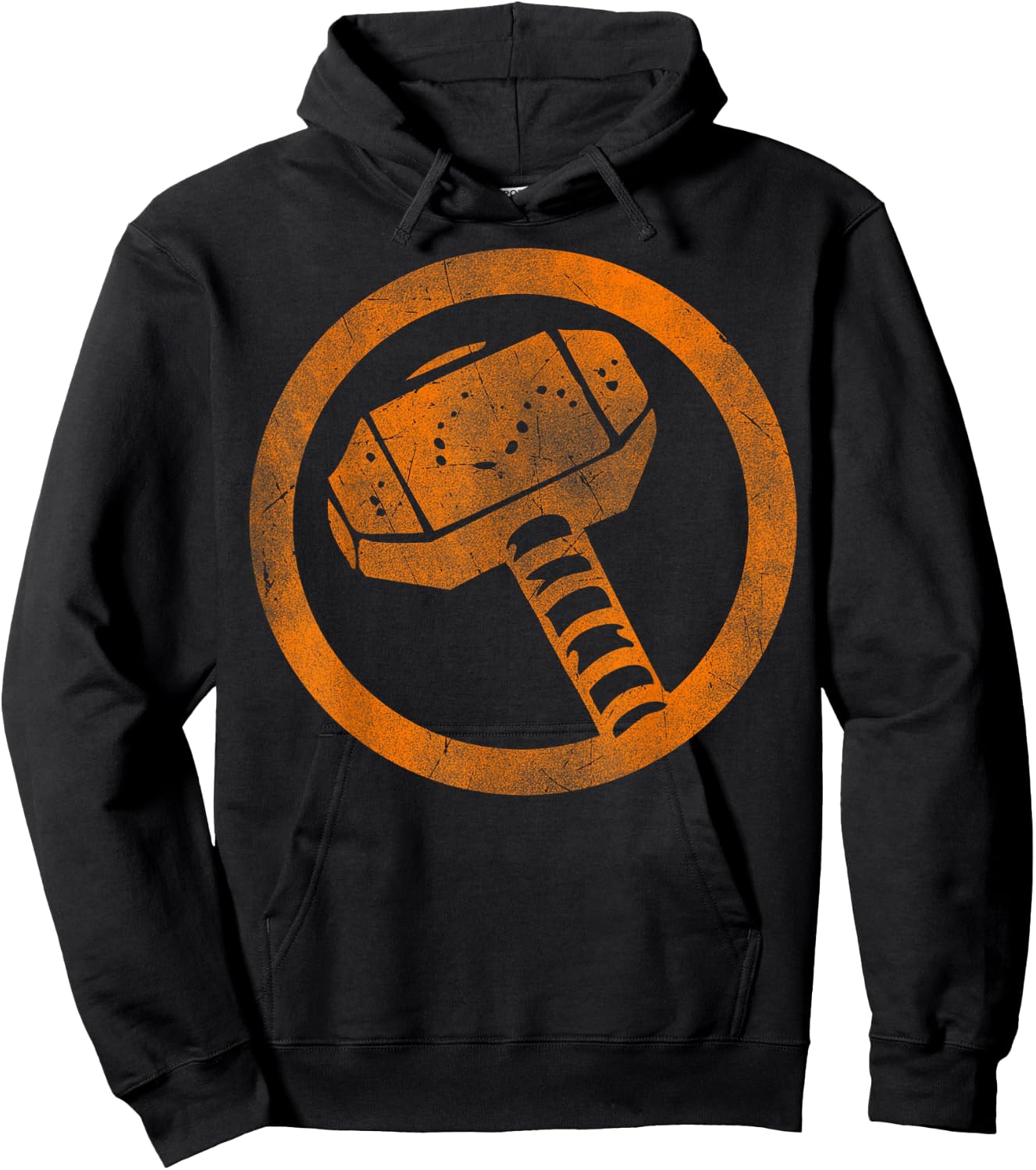 Marvel Thor Hammer Logo Orange Tonal Cut-Out Halloween Hoodie - Hoodie | Black