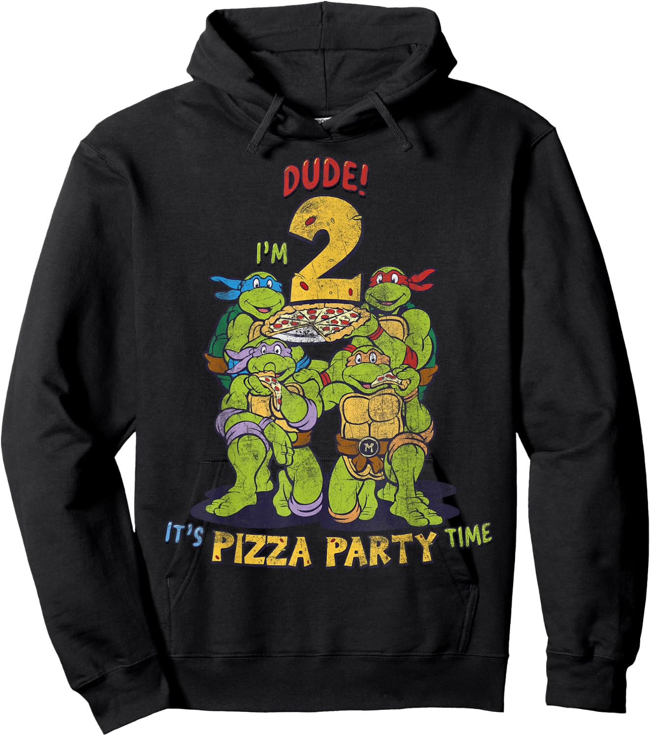 Teenage Mutant Ninja Turtles I'm 2 Dude Pizza Birthday Party Hoodie - Hoodie | Black