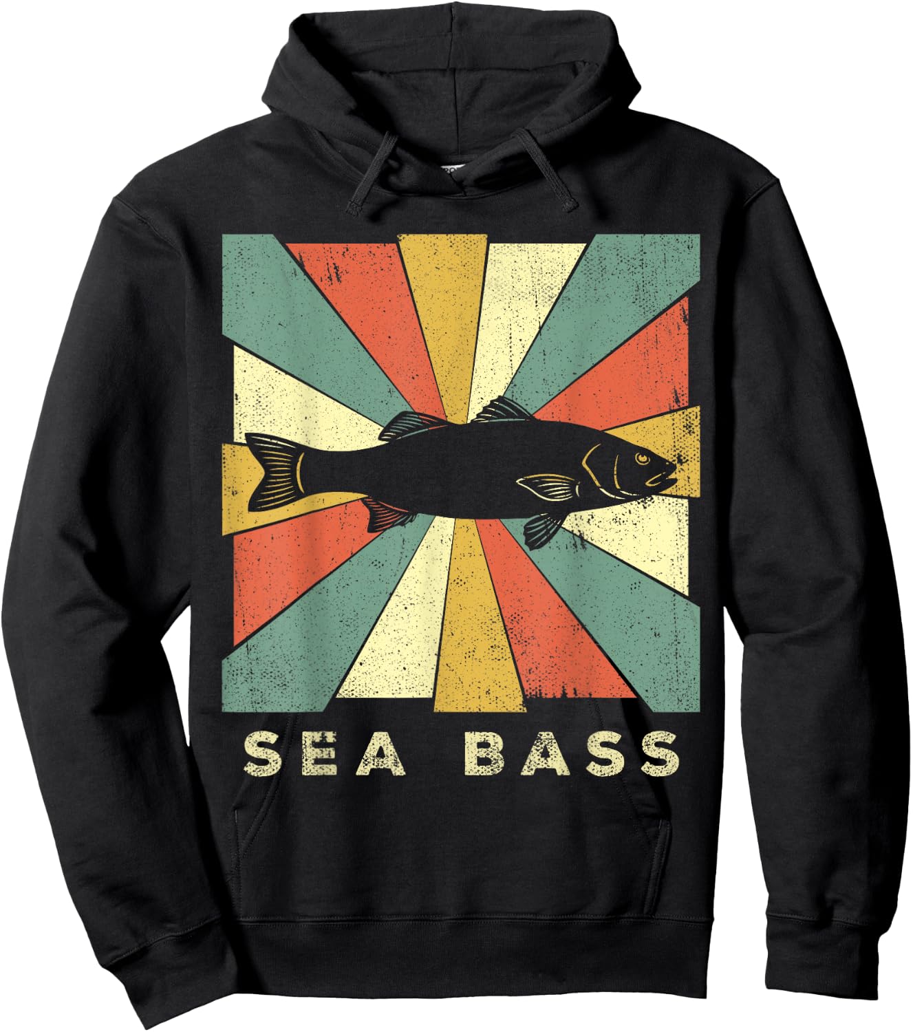 Sea Bass Fish Lover Vintage Retro Style Animal Hoodie - Hoodie | Black