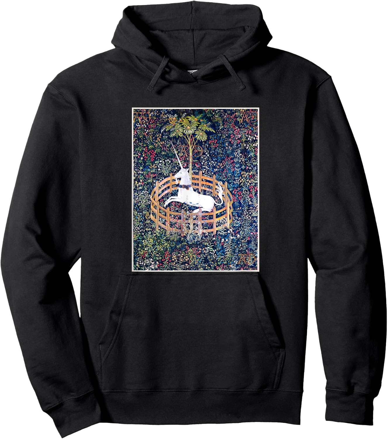 Unicorn medieval Renaissance unicorn art aesthetics Hoodie - Hoodie | Black