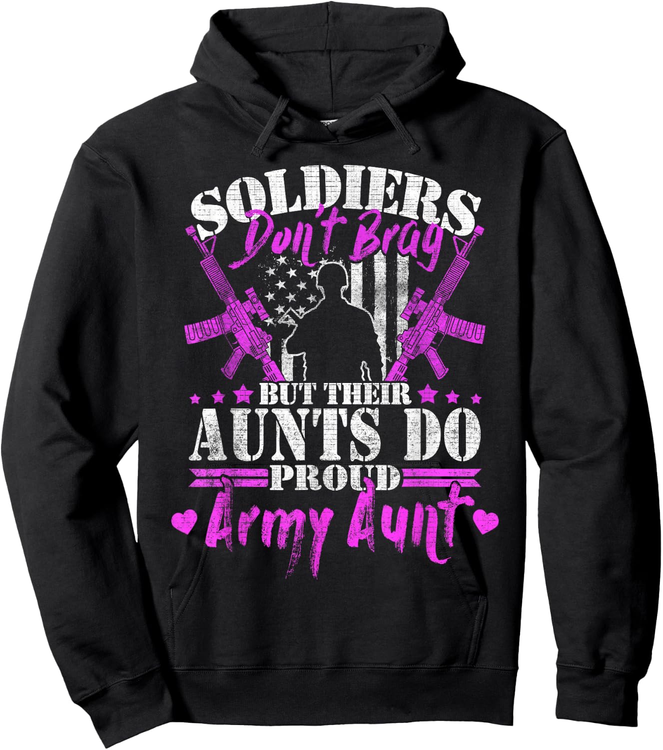 Soldiers Don't Brag Proud Army Aunt Pride Military Auntie Hoodie - Hoodie | Black