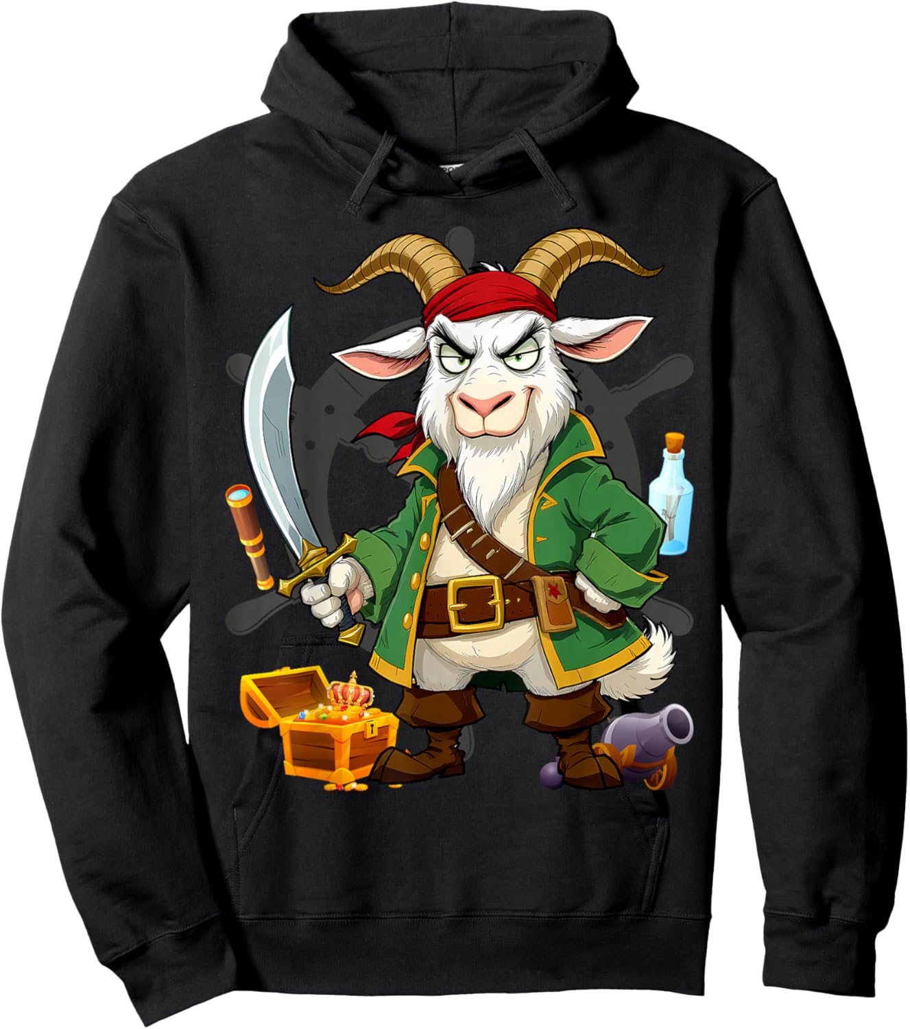 Pirate Goat Halloween Party Kids Costume Jolly Roger Hoodie - Hoodie | Black