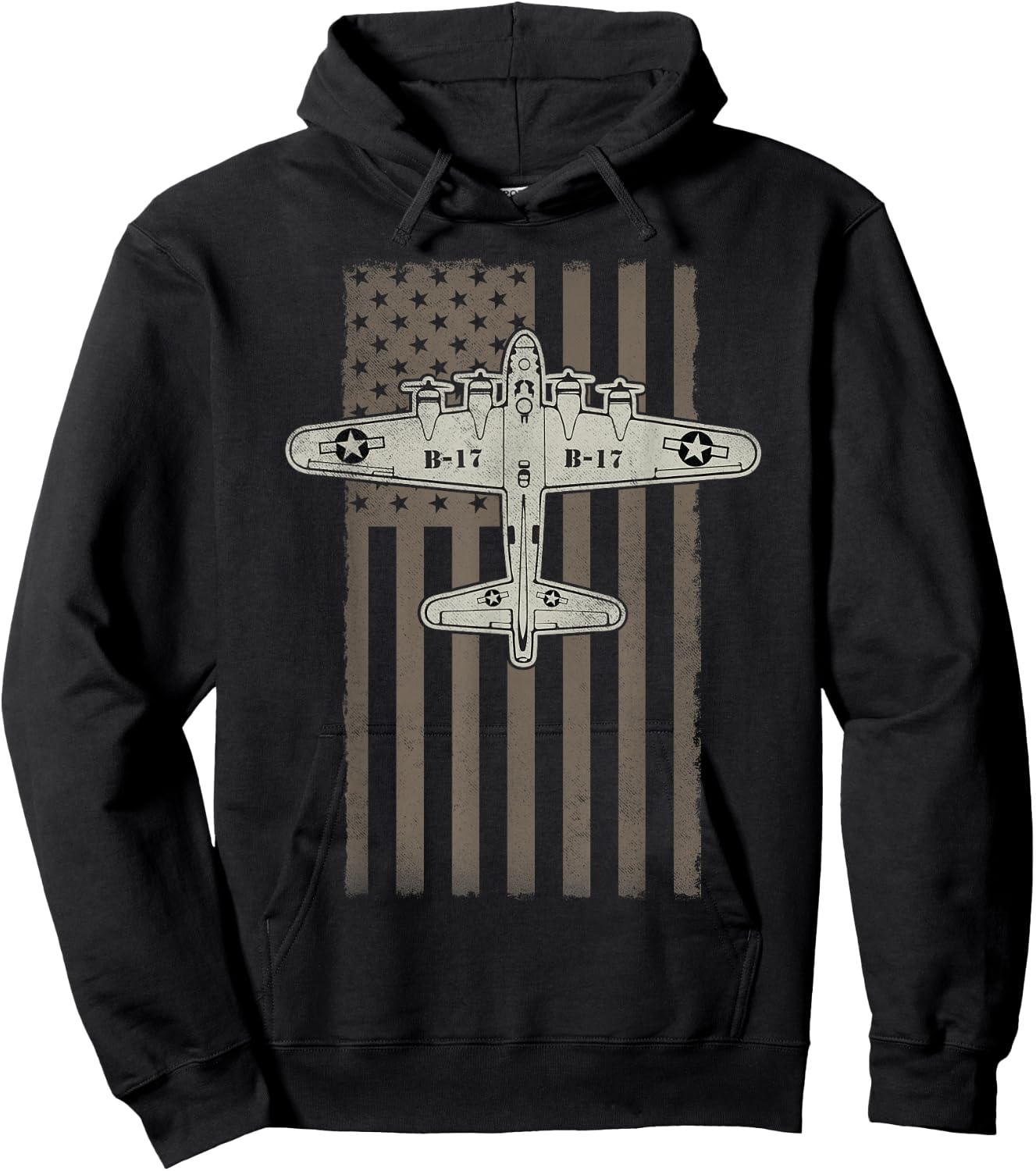 B17 Bomber WW2 Plane Aircraft USA Flag Veteran Pilot Gift Hoodie - Hoodie | Black
