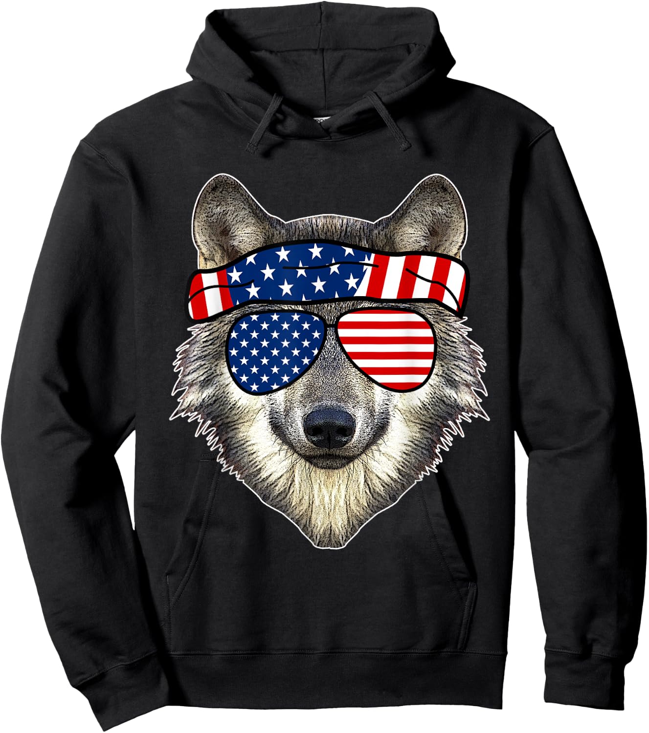 American Sunglasses Wolf 4th of July Awesome USA Gift Hoodie - Hoodie | Black