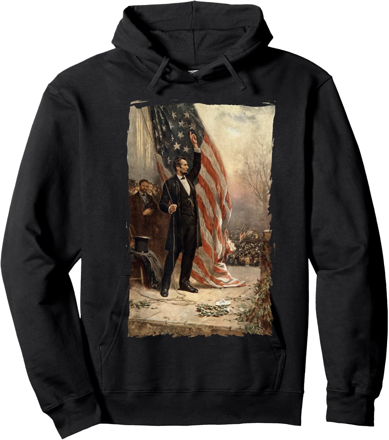 4th of July Independence Day American Flag Abraham Lincoln Kids Men Hoodie - Hoodie | Black