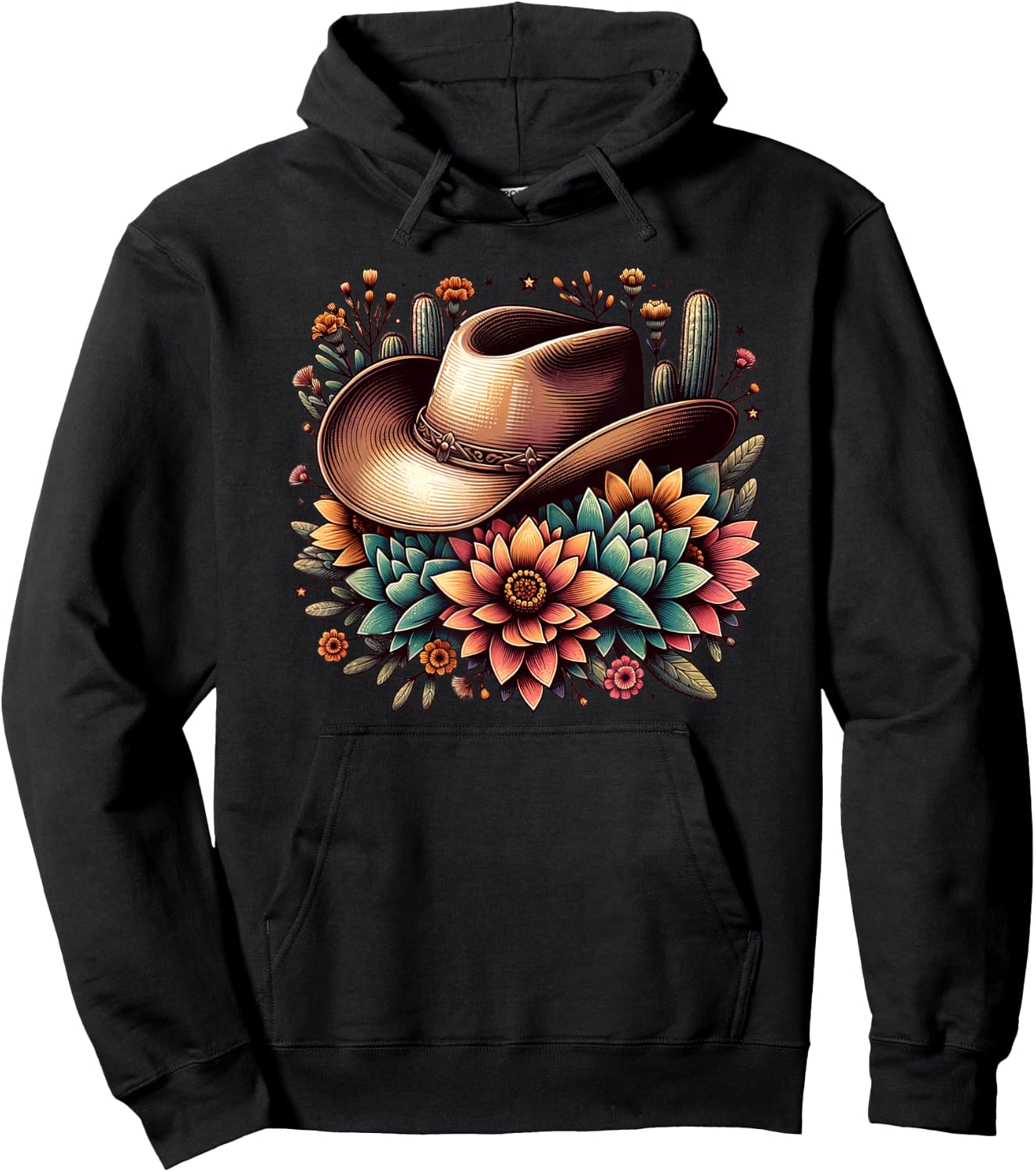 Vintage Cowgirl Cowboy Western Country Rodeo Hoodie - Hoodie | Black