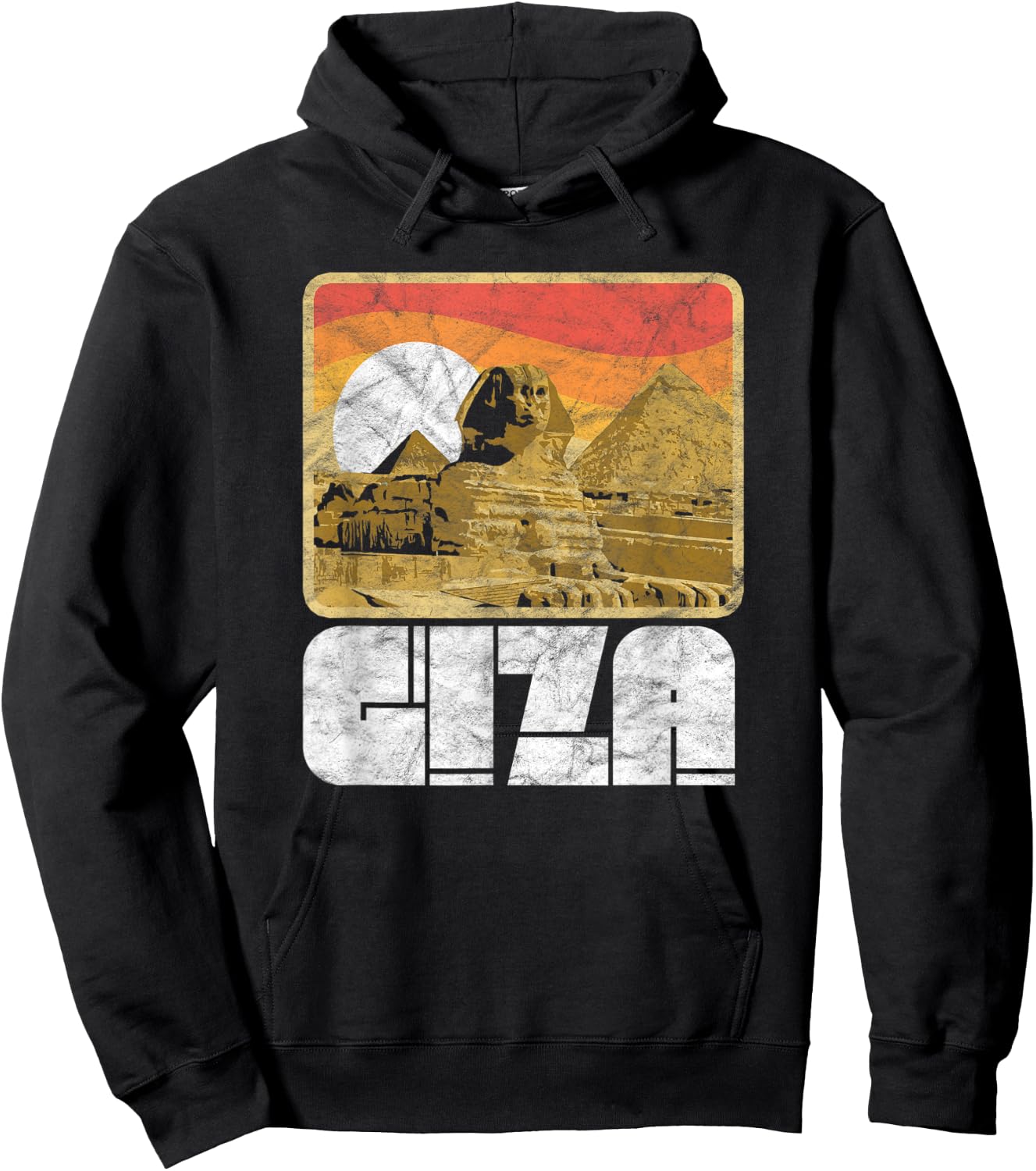 Retro Pyramids & Sphinx 80's Style Giza Egypt Graphic Hoodie - Hoodie | Black