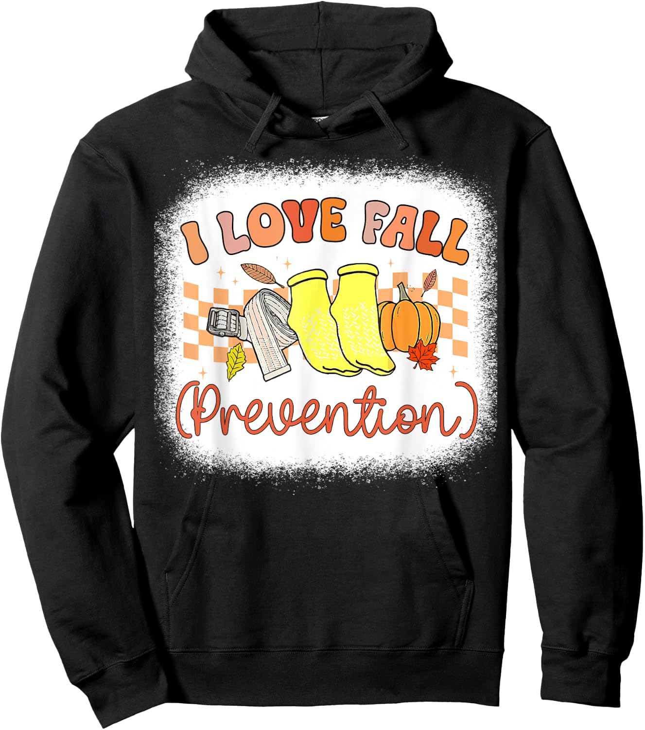 I Love Fall Prevention Nurse Physical Therapy Fall Retro Hoodie - Hoodie | Black