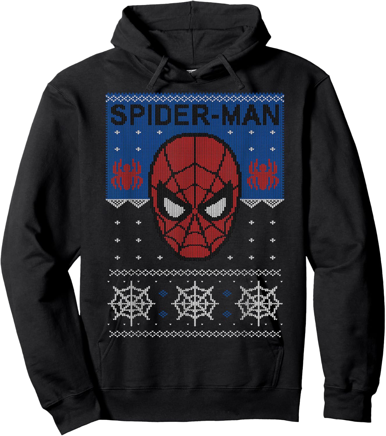 Marvel Spider-Man Mask Ugly Christmas Sweater Hoodie - Hoodie | Black