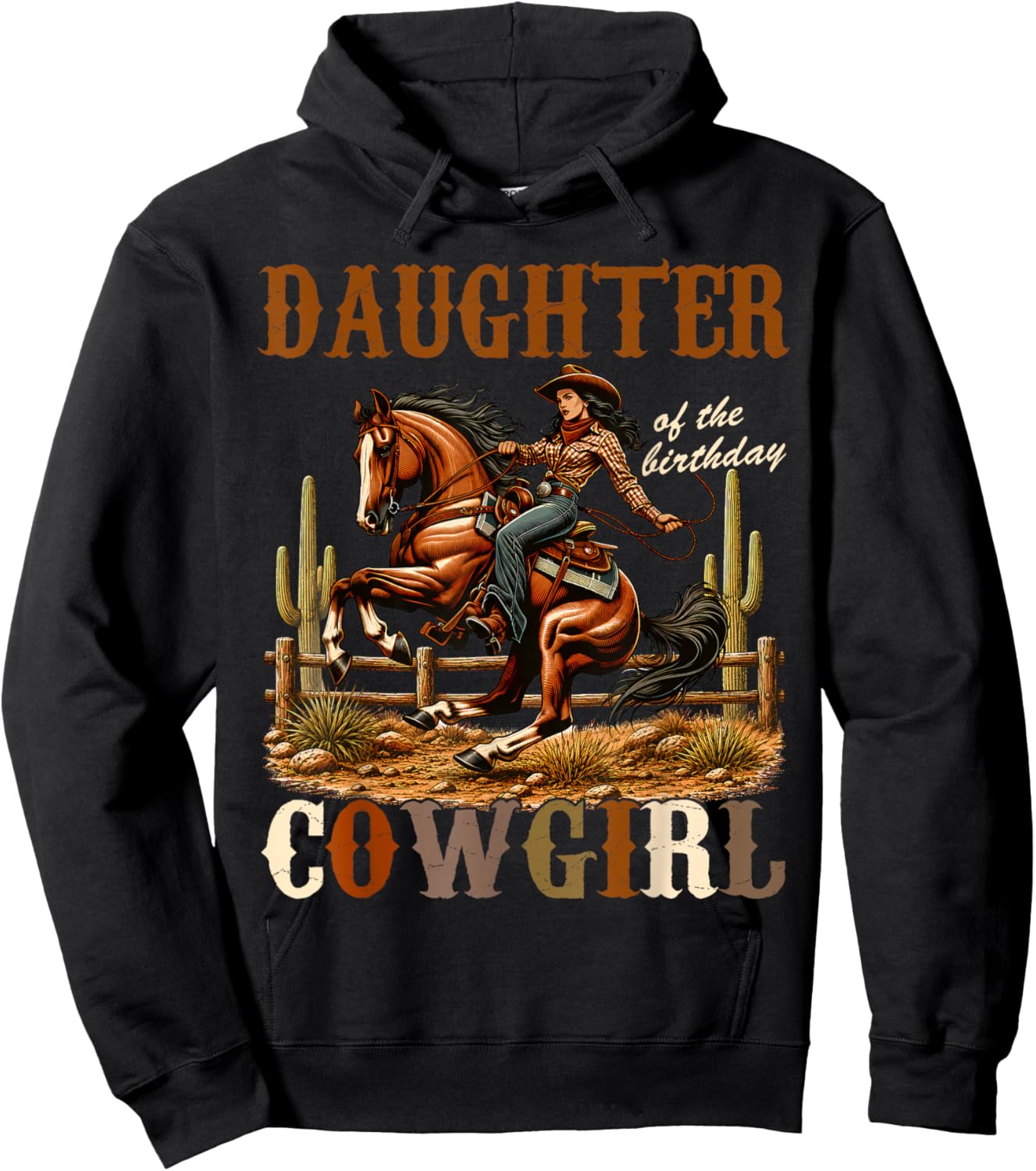 Daughter of The Birthday Cowgirl Vintage Christmas Xmas Hoodie - Hoodie | Black