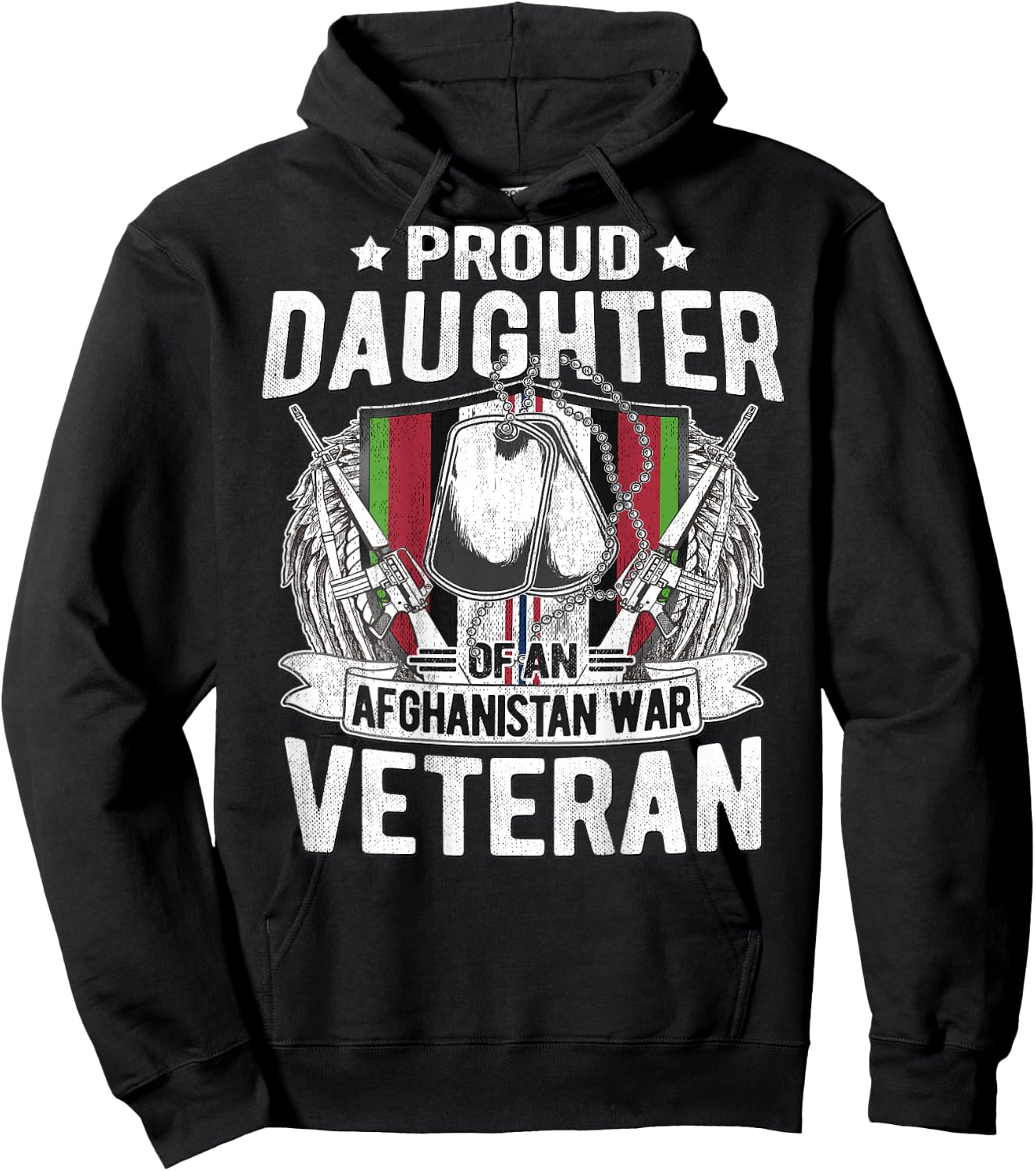 Proud Daughter Of Afghanistan Veteran - Military Child Gift Hoodie - Hoodie | Black