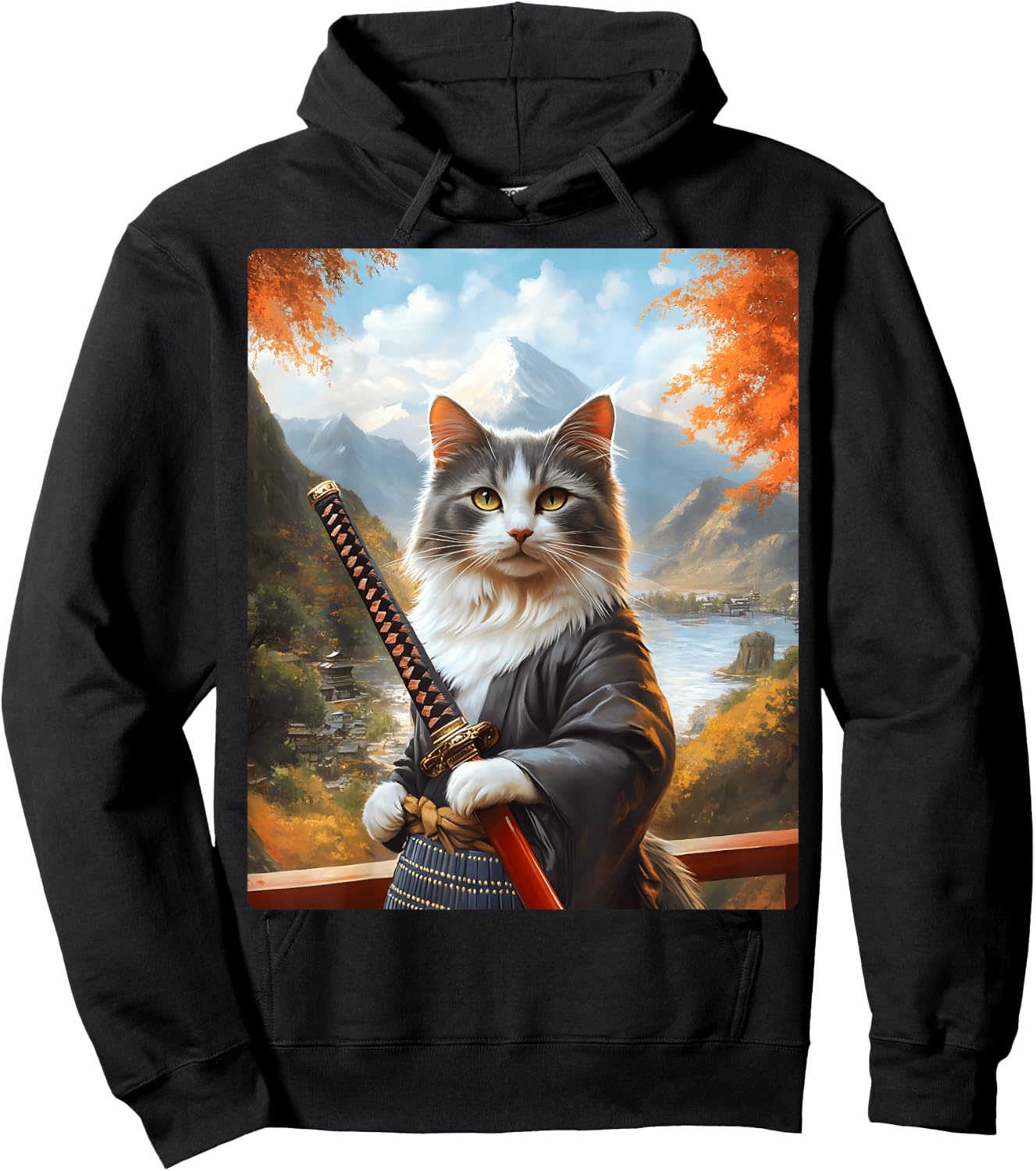 Dino's Atomic Designs -Adult Anime Cat , Black, Small, Short Sleeve Hoodie - Hoodie | Black