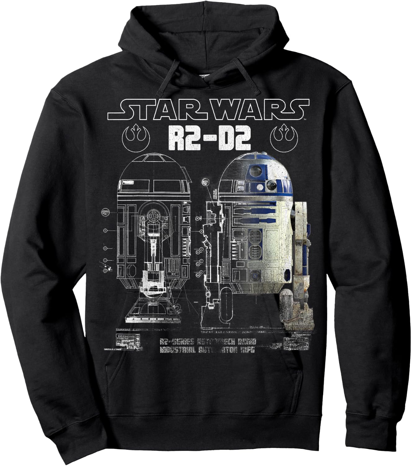 Star Wars R2-D2 Astromech Droid Schematic Graphic Hoodie - Hoodie | Black