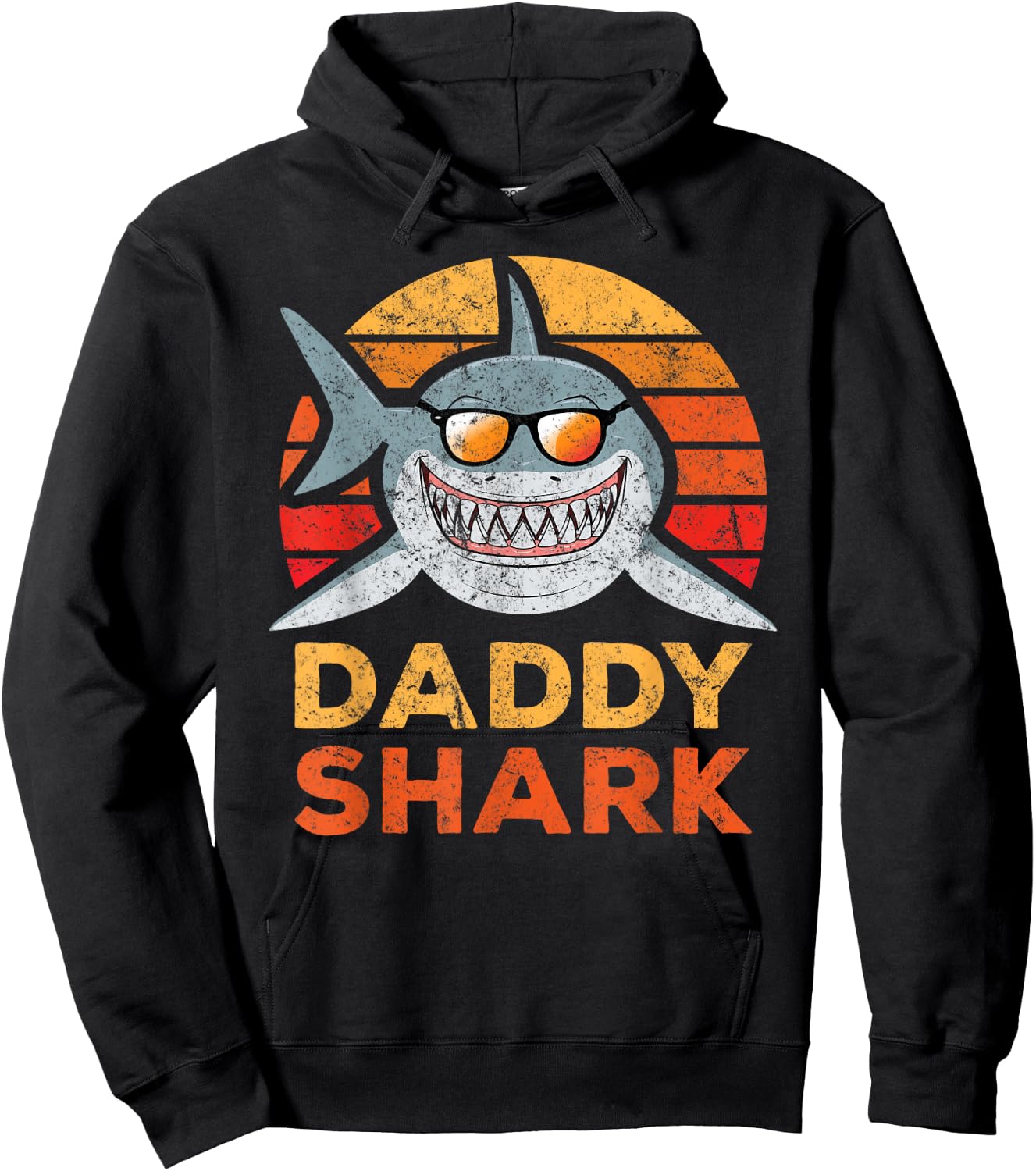 Daddy Shark Sunglasses Distressed Hoodie - Hoodie | Black