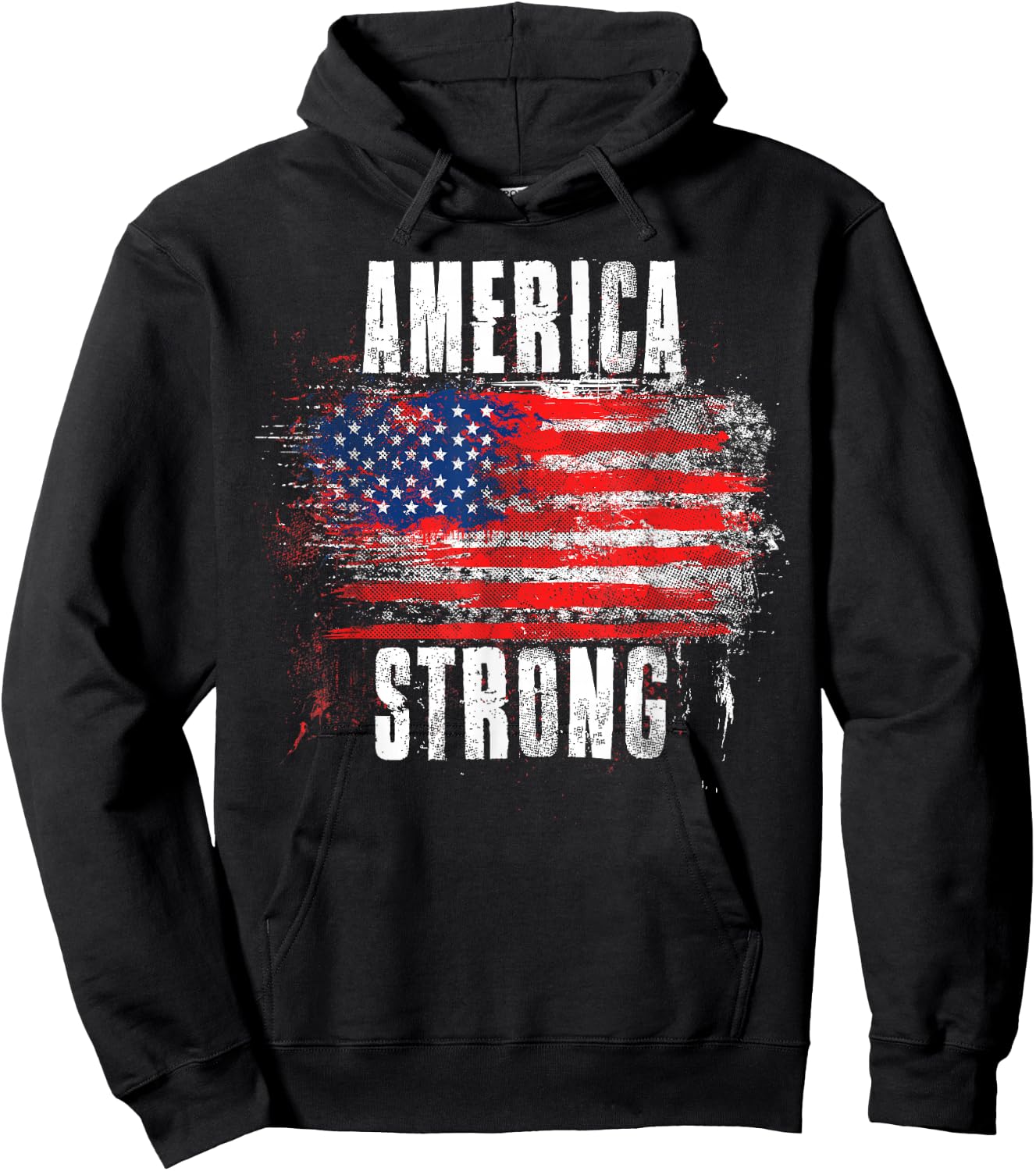 America Strong - Distressed American Pride Hoodie - Hoodie | Black