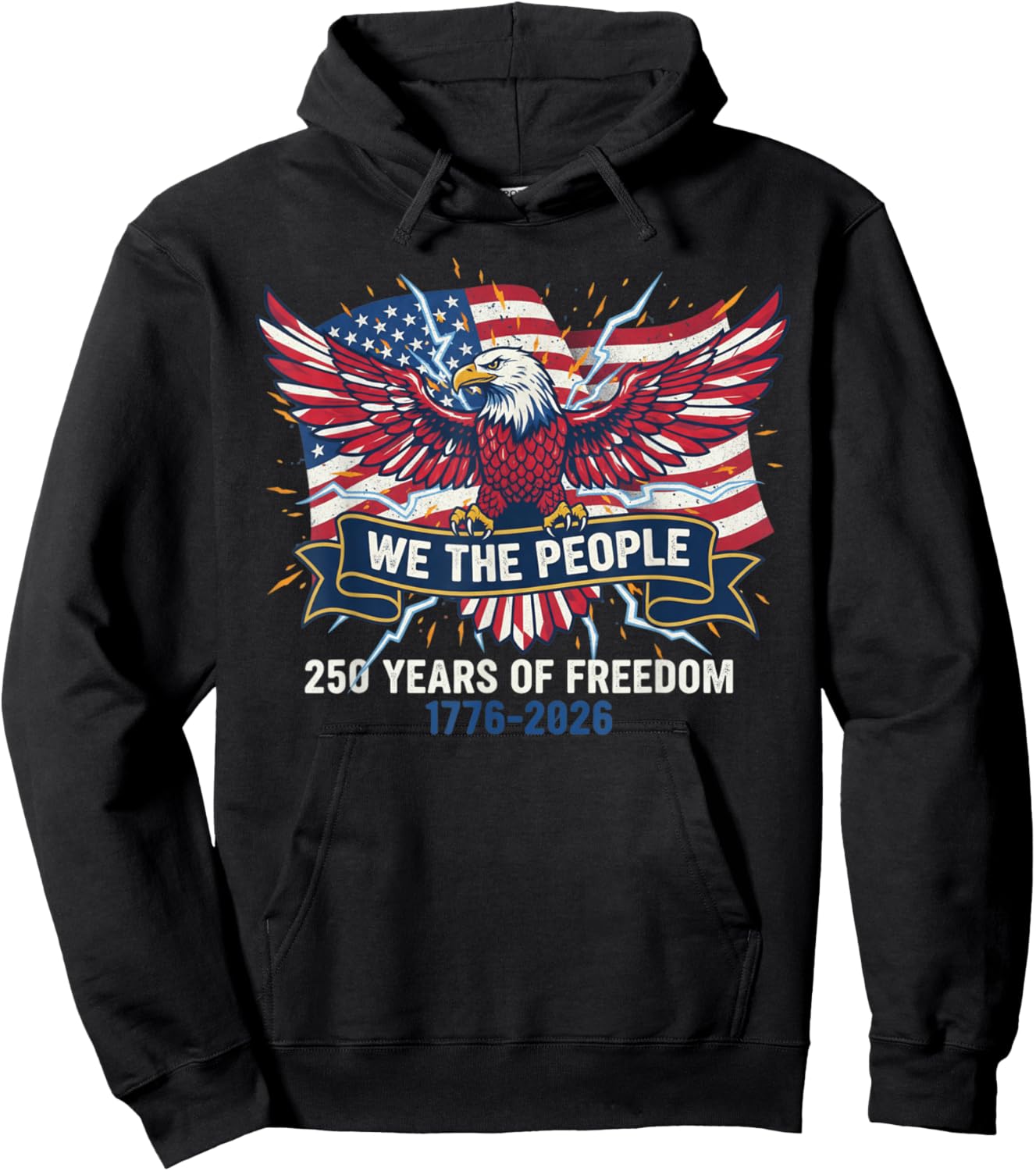 250th Anniversary USA Floral 4th of July Patriotic 250 Years Hoodie - Hoodie | Black