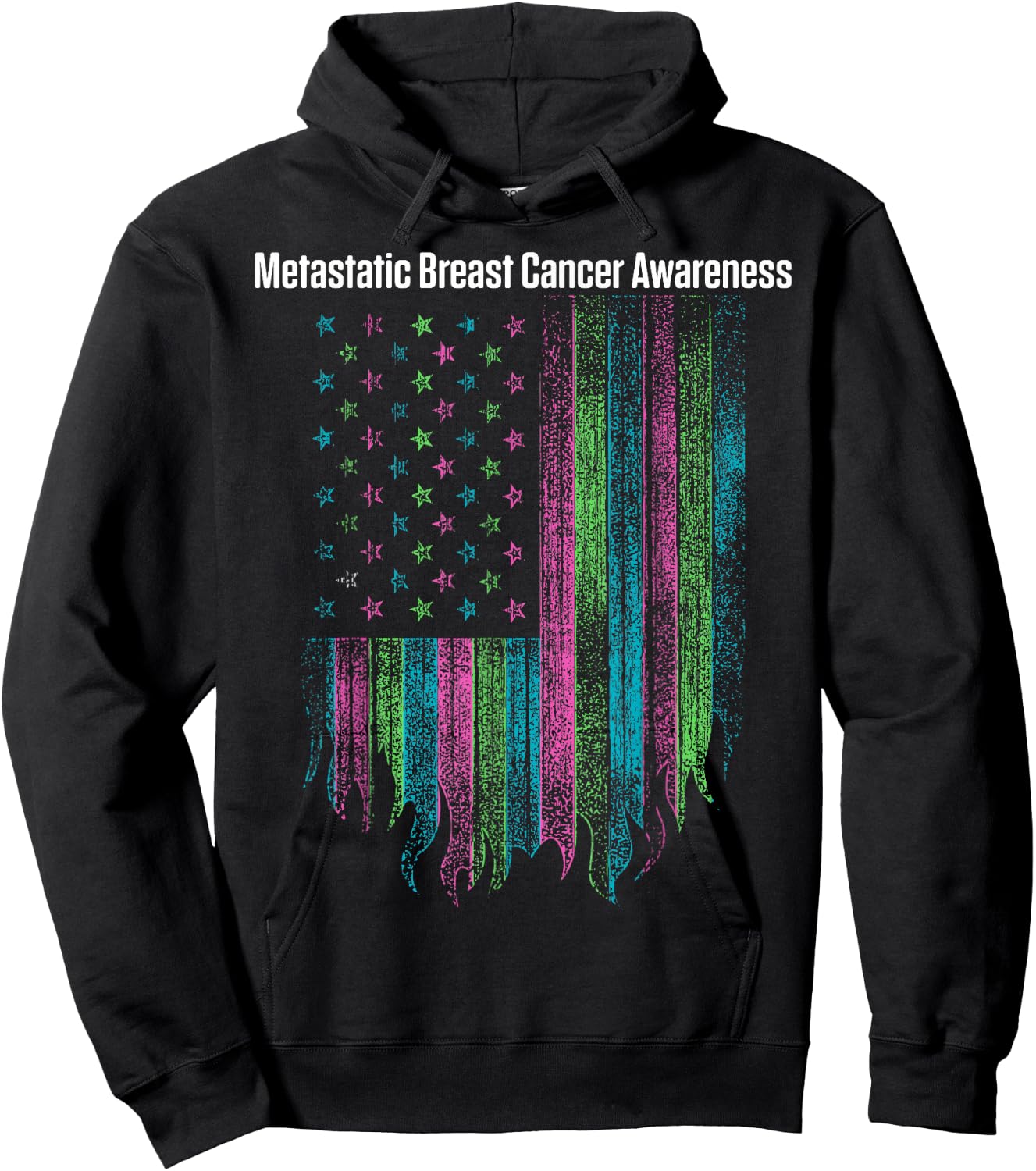 Metastatic Breast Cancer Awareness Flag Warrior Hoodie - Hoodie | Black