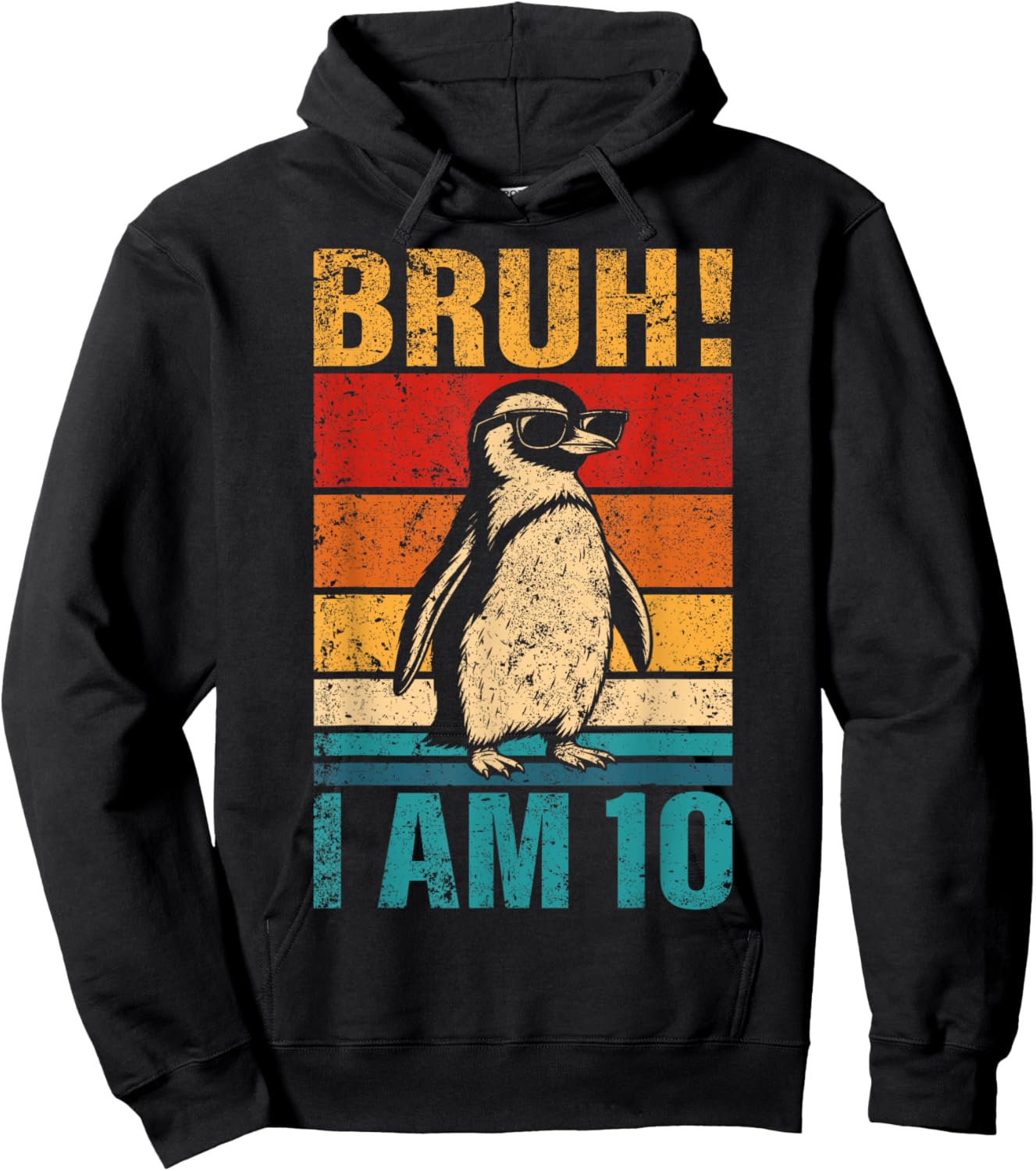 10 Year Old Birthday Penguin Bruh It's My 10th Birthday Hoodie - Hoodie | Black