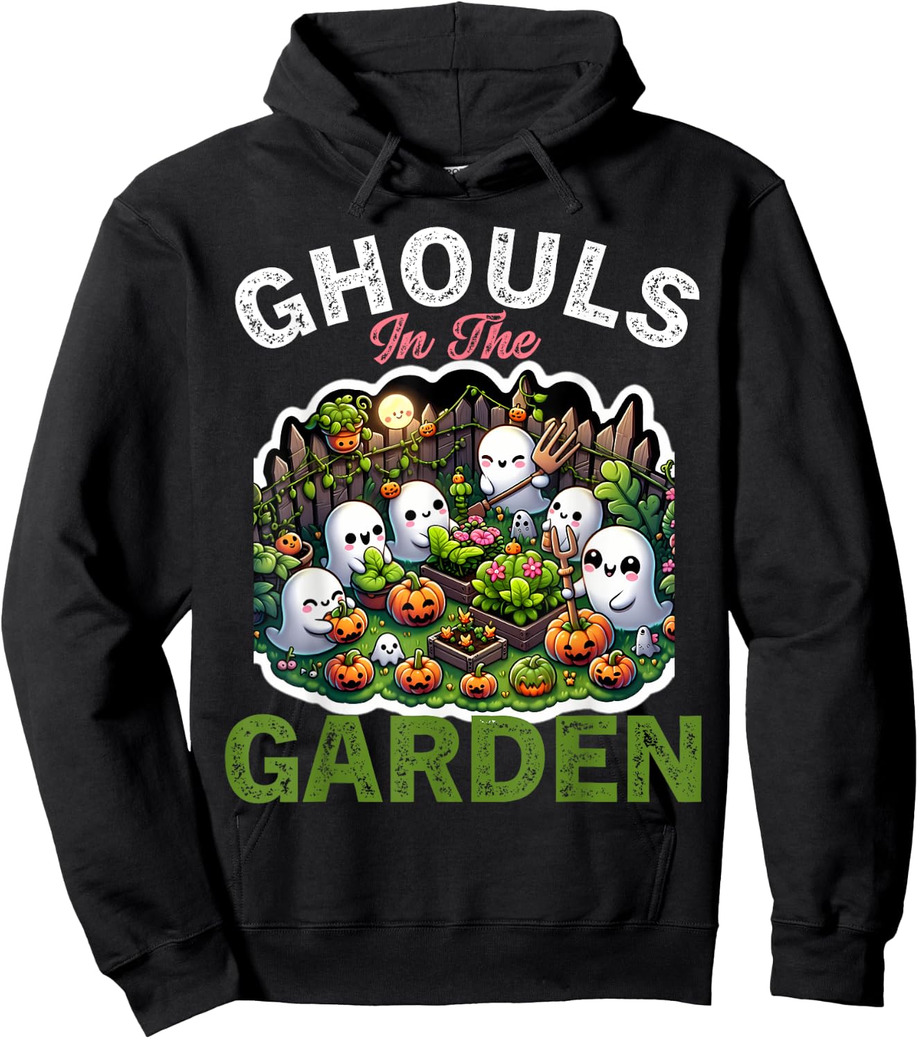 Ghouls in the Garden Spooky Halloween Ghost Gardening Hoodie - Hoodie | Black