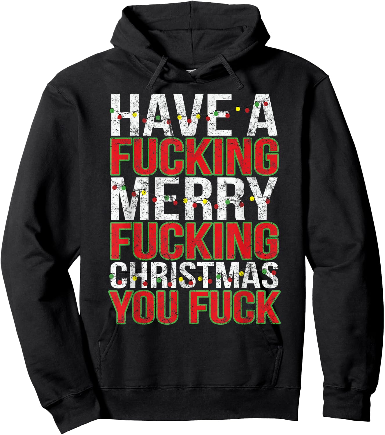 Crude Adult Humor Bah Humbug Gift Merry Fucking Christmas Hoodie - Hoodie | Black