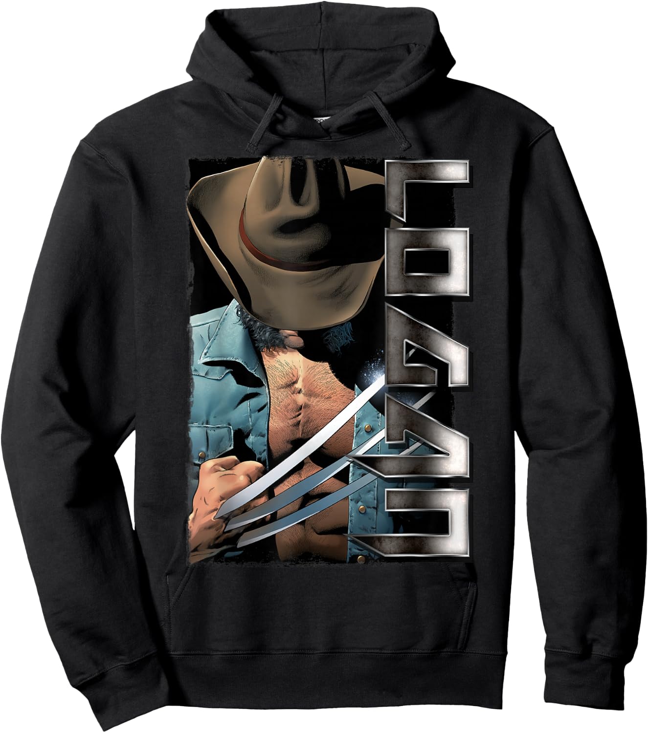 Marvel X-Men Wolverine Old Man Logan Profile Graphic Hoodie - Hoodie | Black