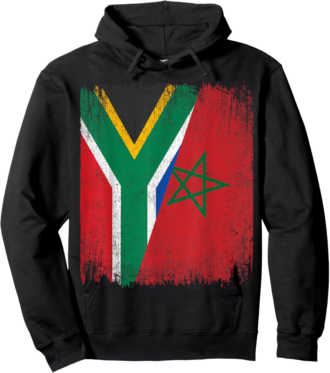Half South Africa Morocco Split Flag African Pride Roots Hoodie - Hoodie | Black