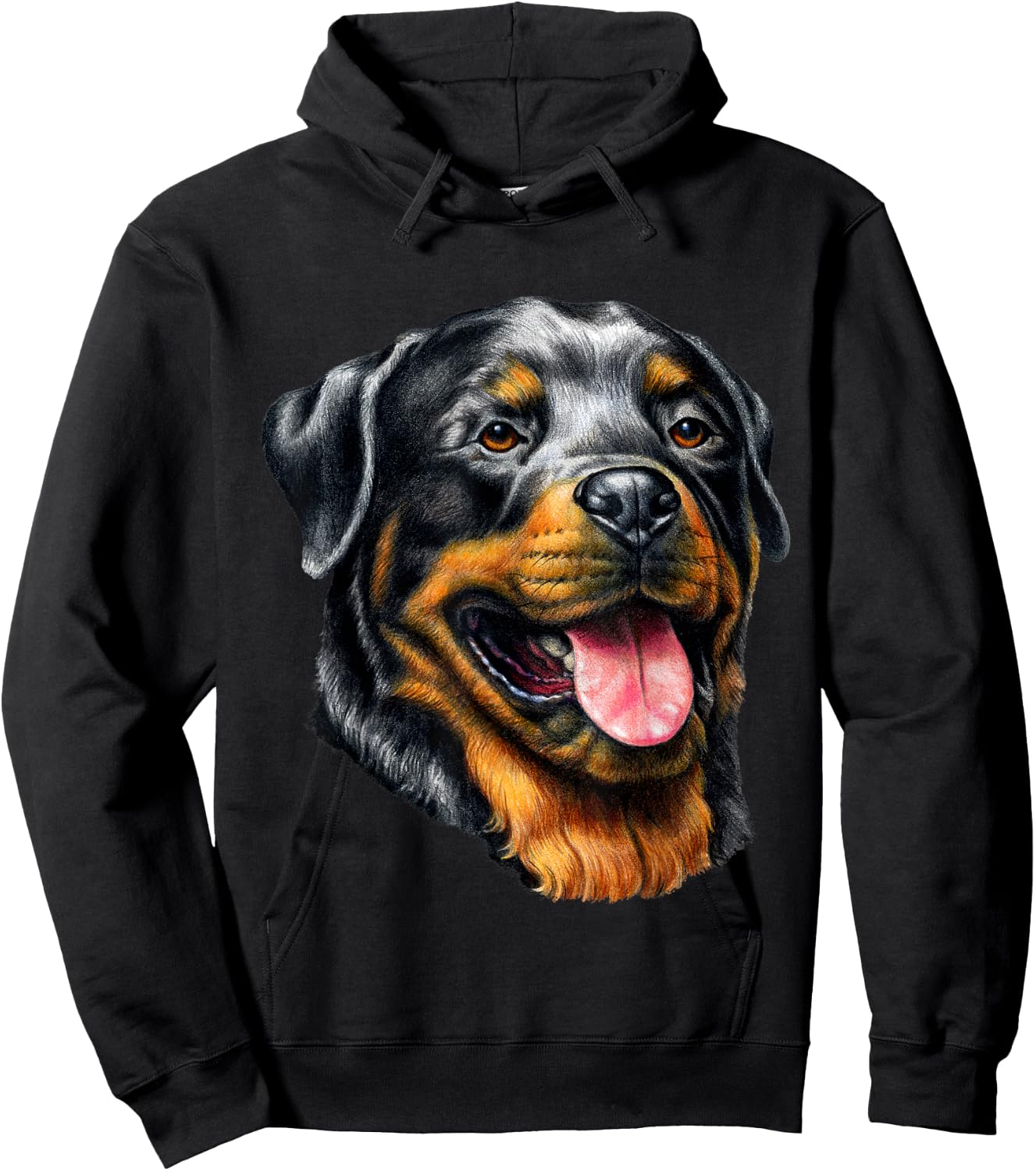 Face Portrait Watercolor Painting Rott Cool Dog Rottweiler Hoodie - Hoodie | Black