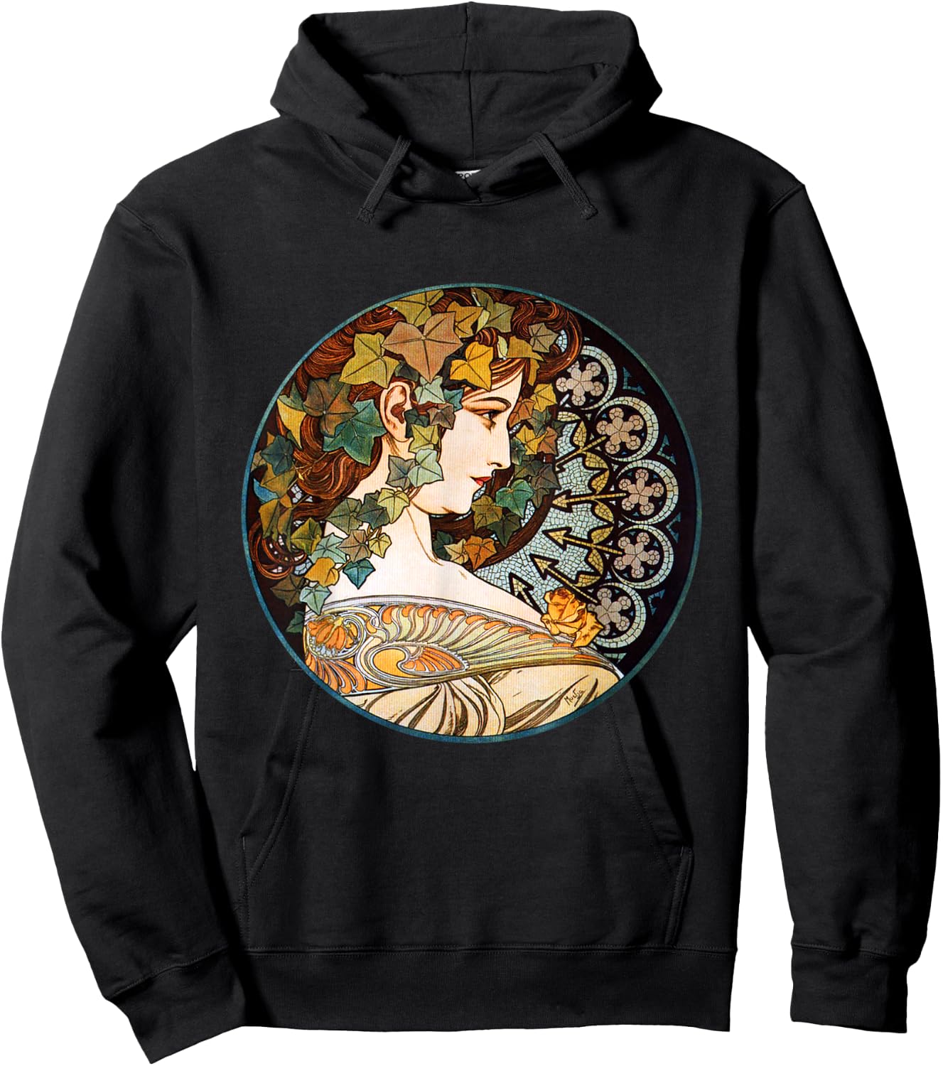 Vintage Green Ivy Goddess Hoodie - Hoodie | Black