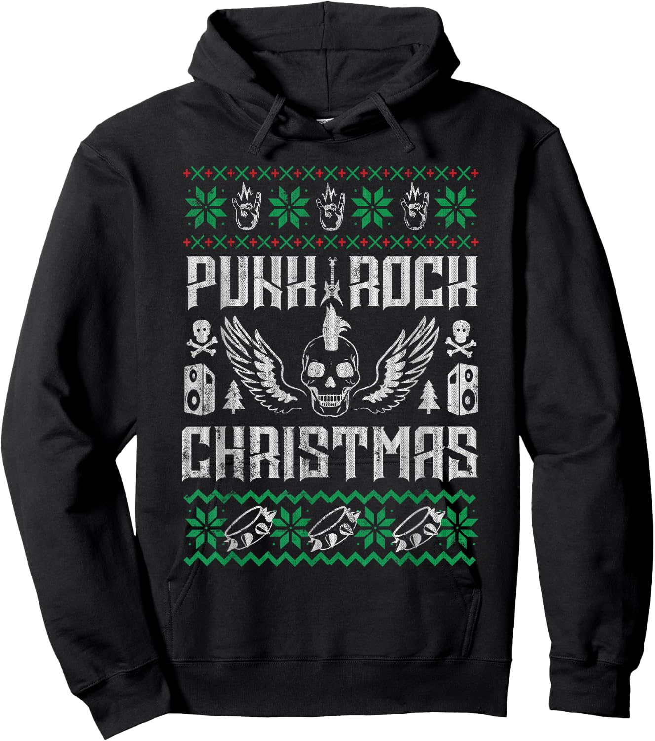 Punk Rock Ugly Grunge Holiday Christmas Music Design Hoodie - Hoodie | Black