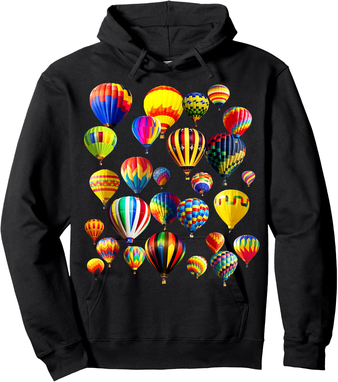 Colorful Cute Hot Air Balloon Ride Vacation Flying Balloons Hoodie - Hoodie | Black