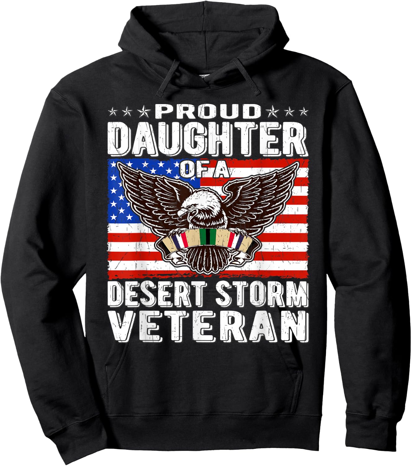 Proud Daughter Of Desert Storm Veteran Persian Gulf War Gift Hoodie - Hoodie | Black