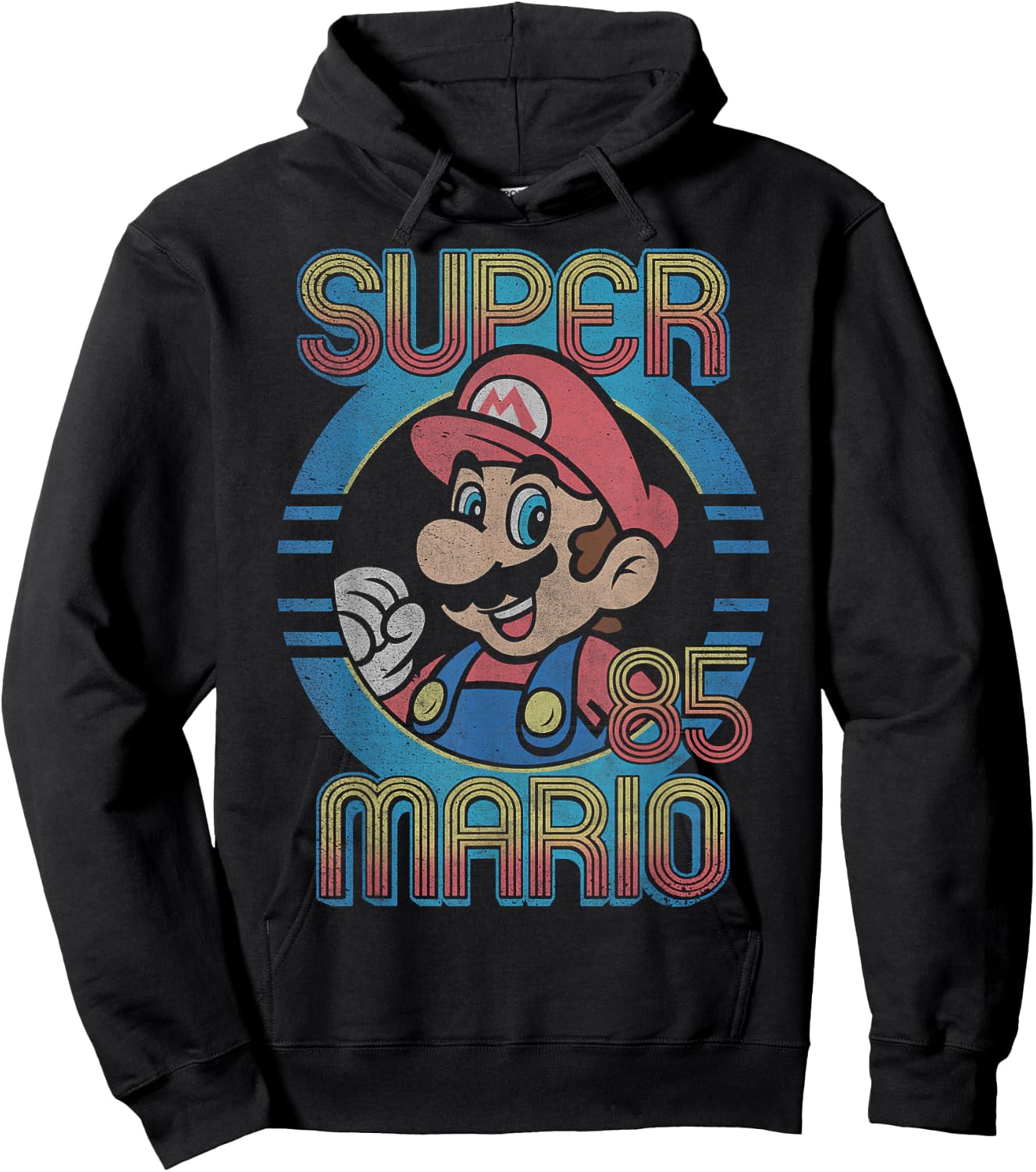 Nintendo Super Mario Retro Circle Vintage Hoodie - Hoodie | Black
