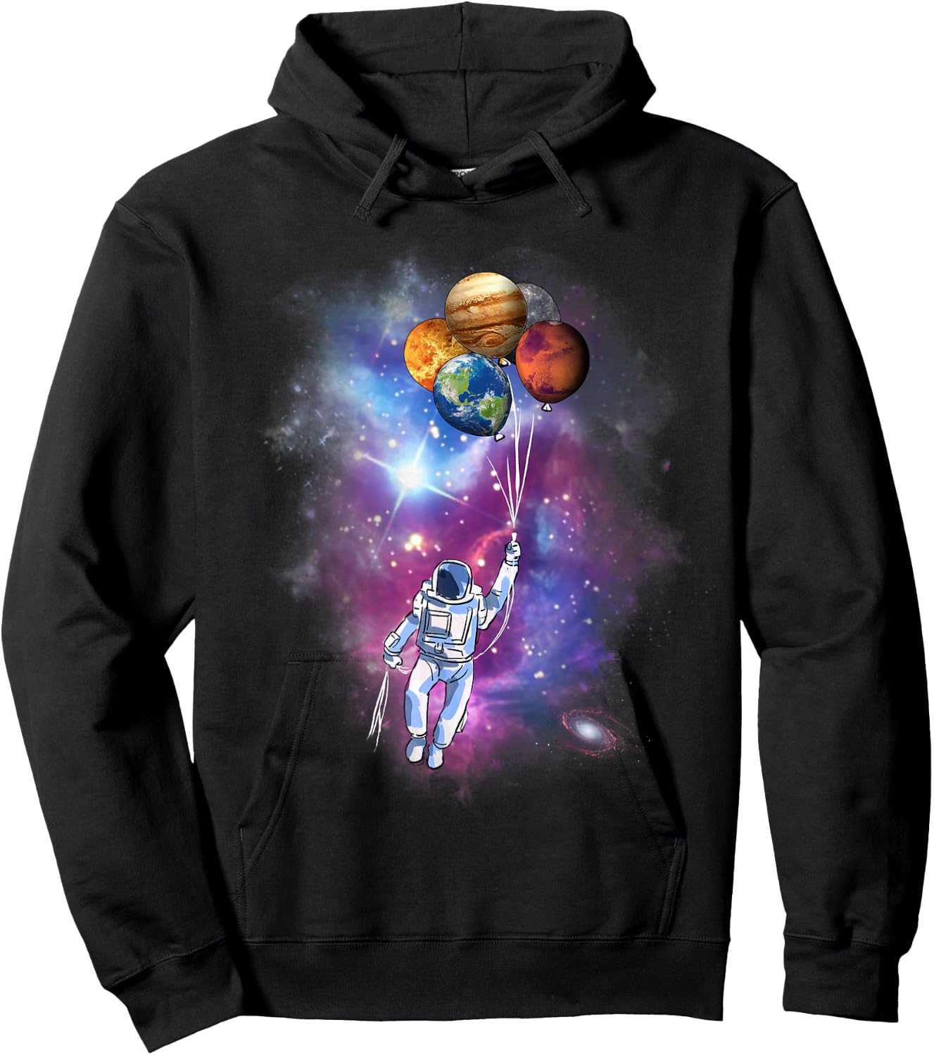 Spaceman Planet Balloon Galaxy Outer Space Astronaut Hoodie - Hoodie | Black