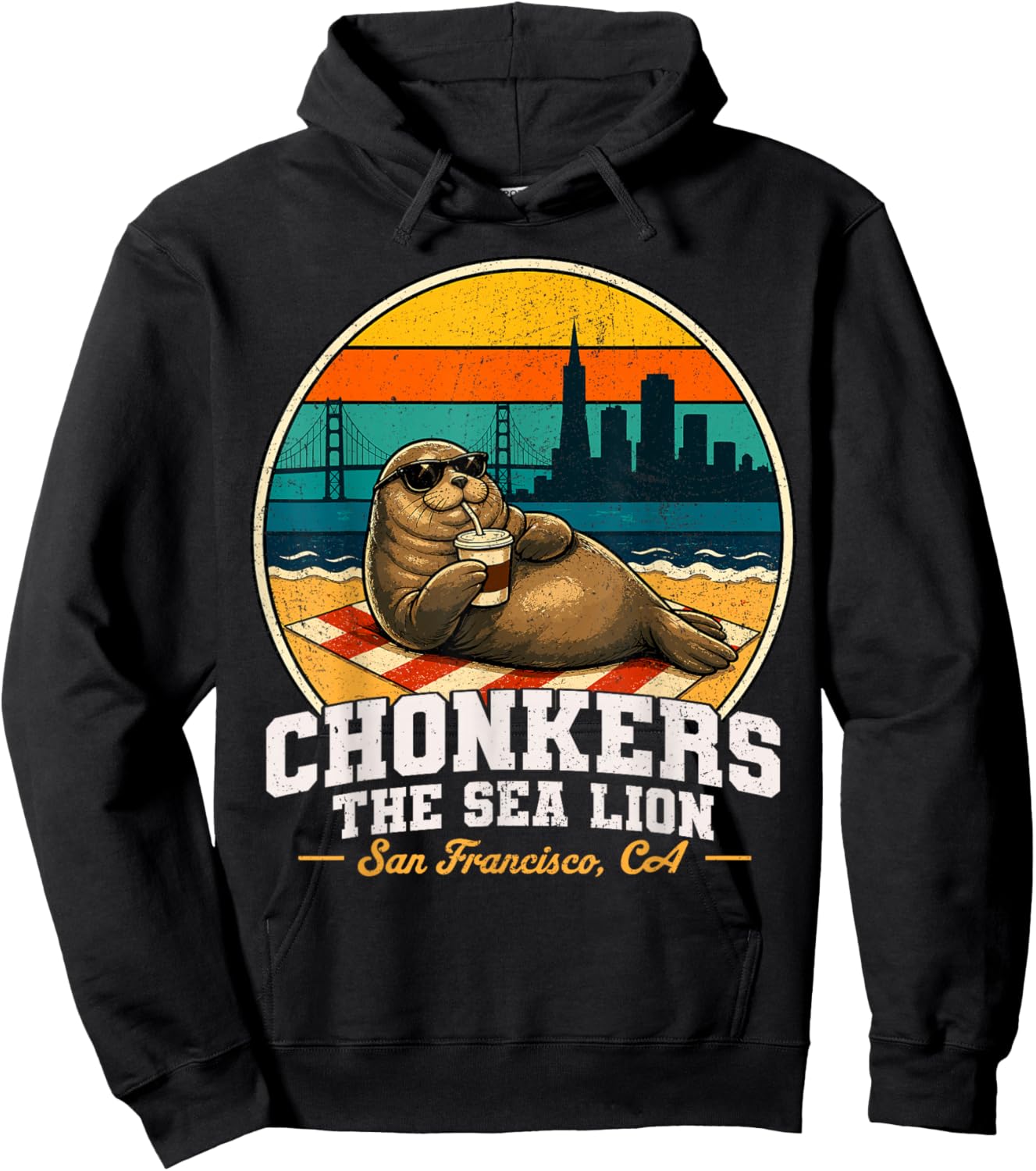Chonkers The Sea Lion San Francisco Funny Seal Hoodie - Hoodie | Black