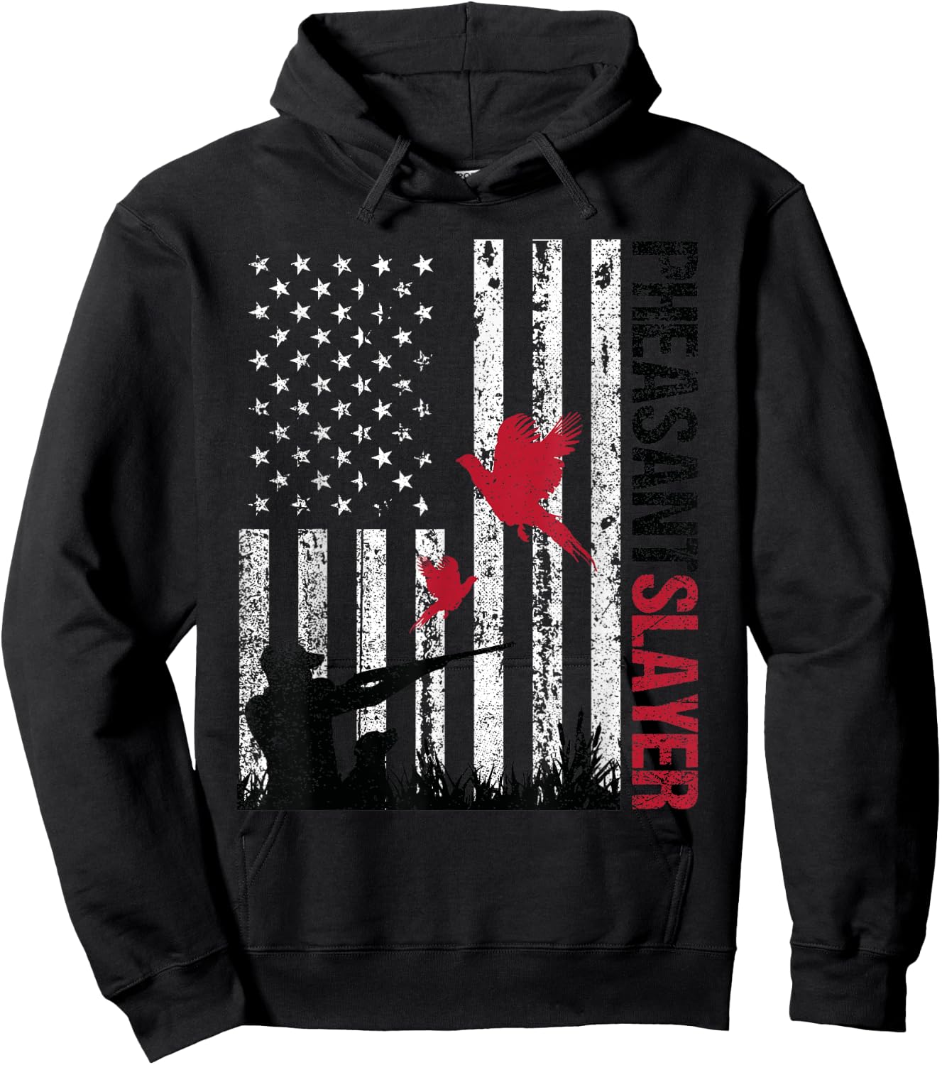 American Flag Pheasant Hunting Pheasant Slayer Hoodie - Hoodie | Black
