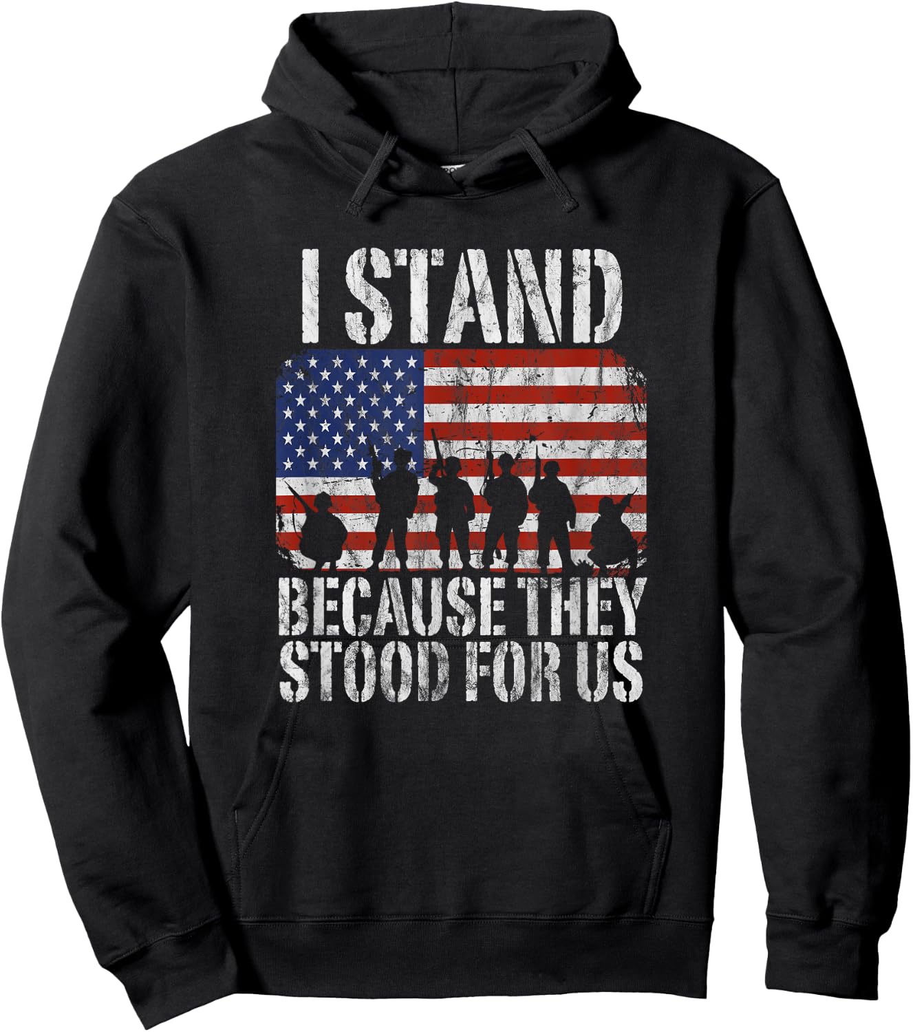 I Stand Because They Stood For Us Distressed Hoodie - Hoodie | Black