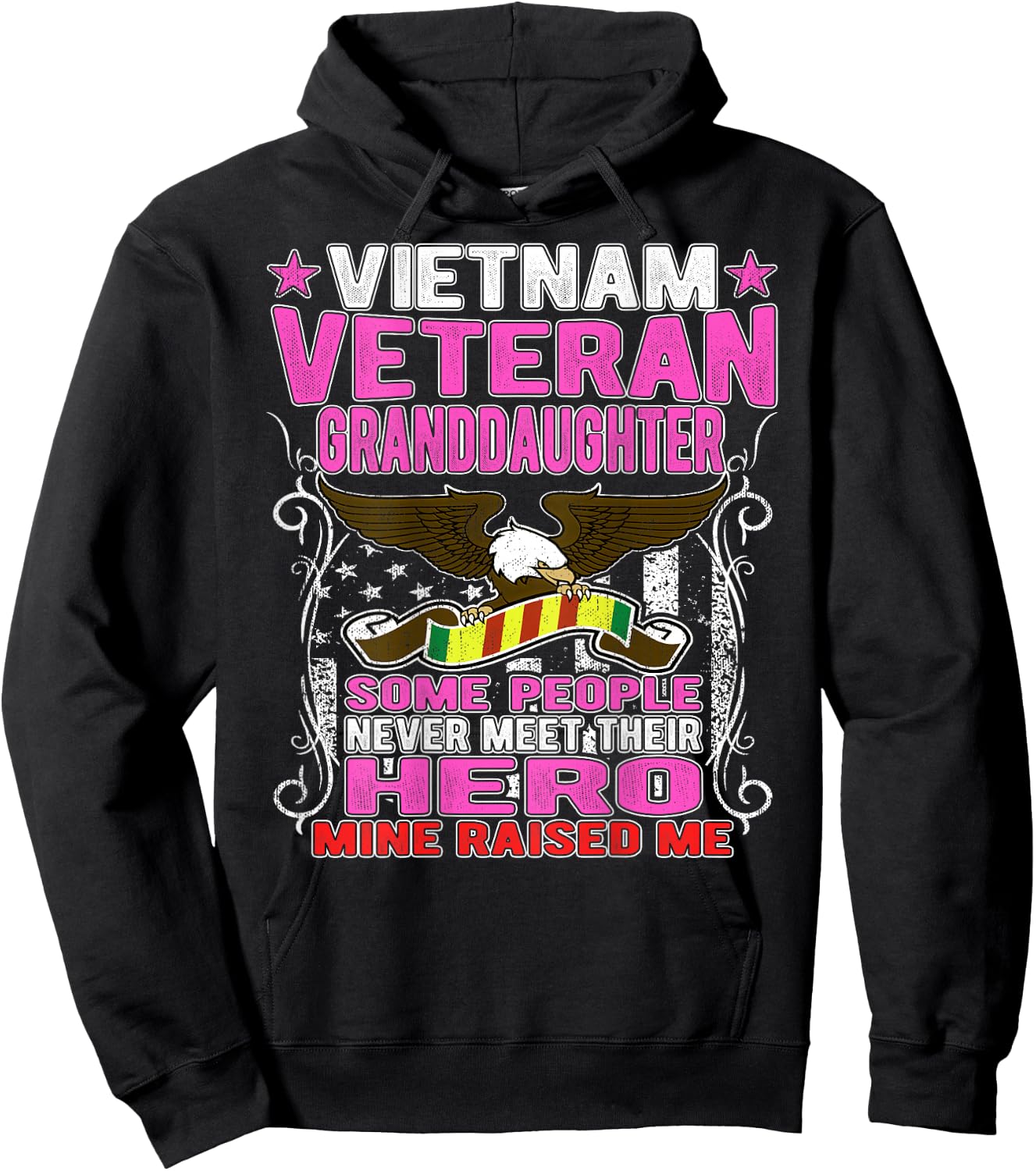 Proud Vietnam Veteran Granddaughter Shirt Military Vet Gift Hoodie - Hoodie | Black