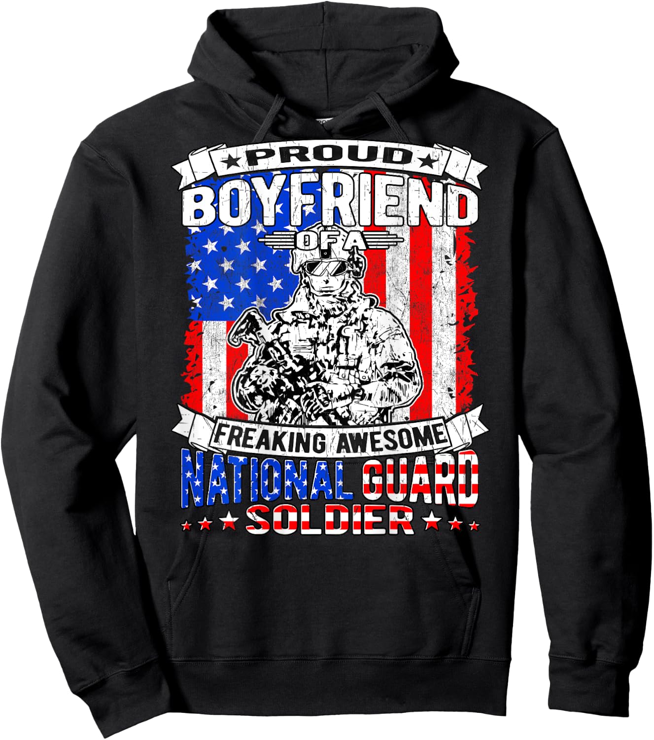 Proud Boyfriend of A National Guard Soldier Military Lover Hoodie - Hoodie | Black
